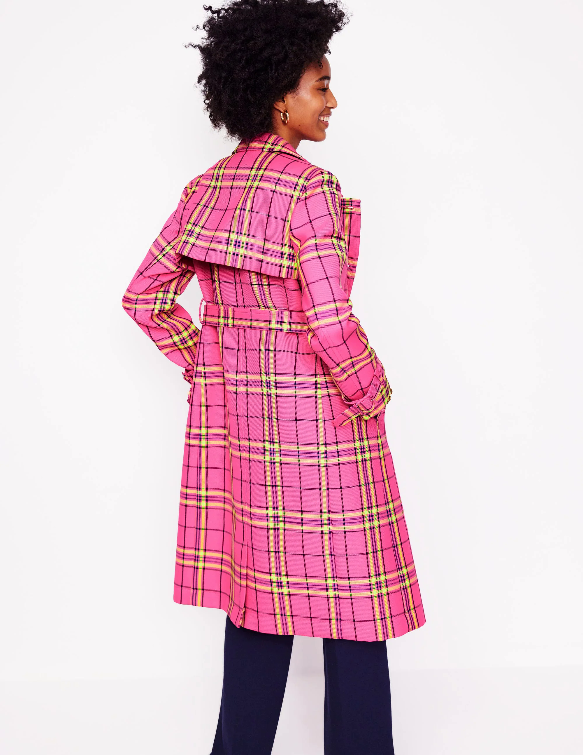 Cheltenham Trench Coat-Pink Neon Check Cheltenham Trench Coat-Pink Neon Check