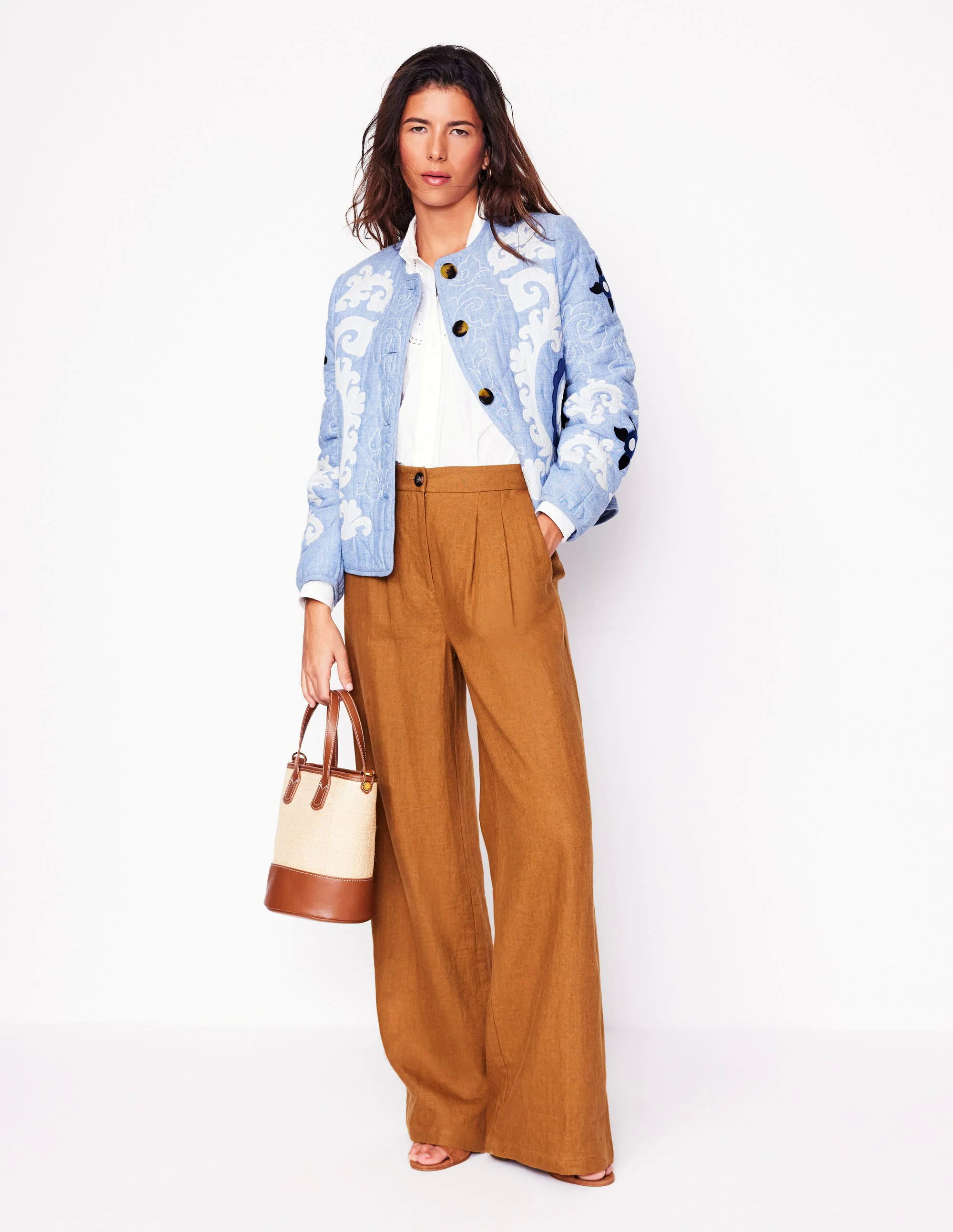 Chelsea Embroidered Jacket-Grey Blue Chambray Chelsea Embroidered Jacket-Grey Blue Chambray