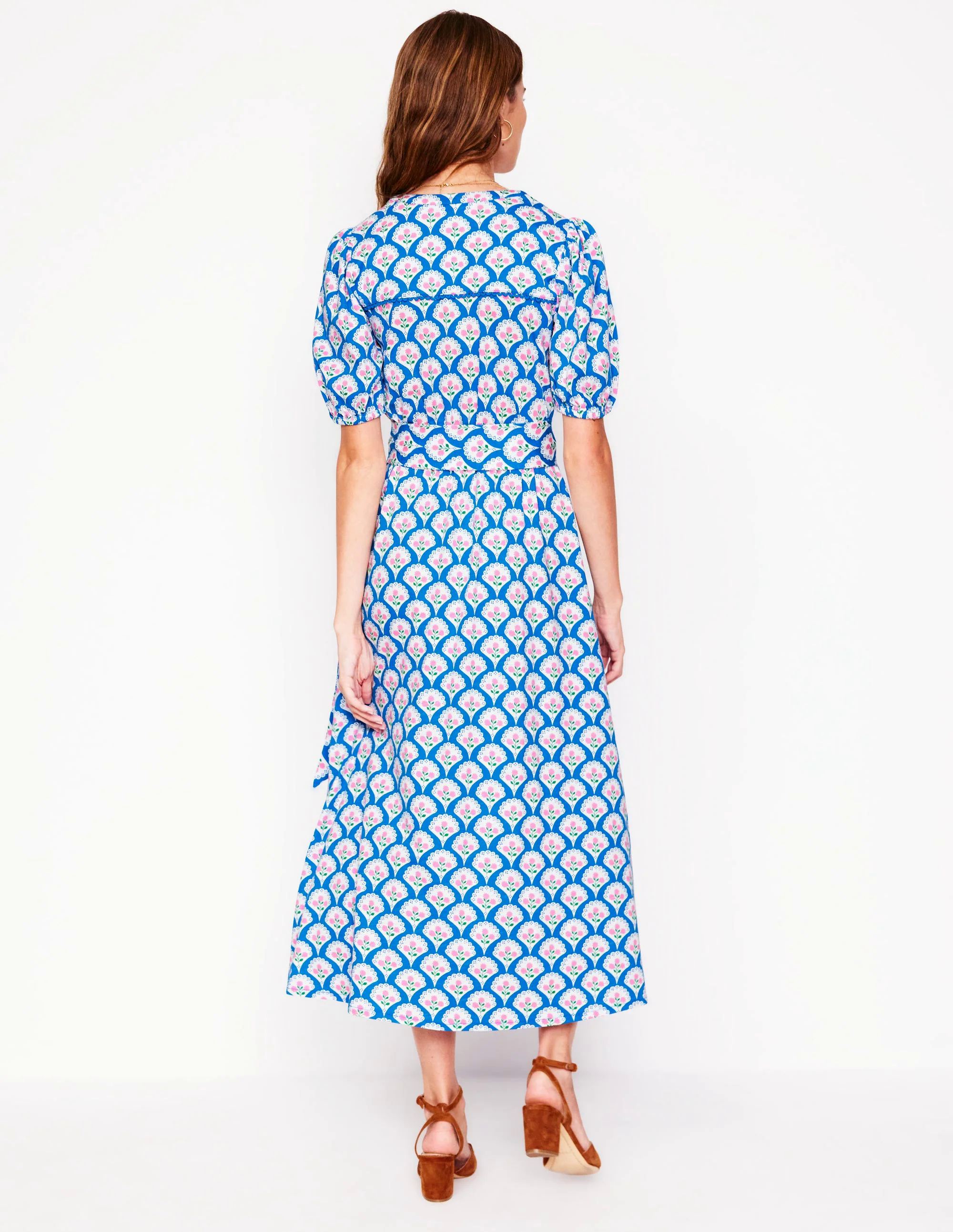 Sofia Trim Jersey Midi Dress-Bright Blue, Blossom Terrace