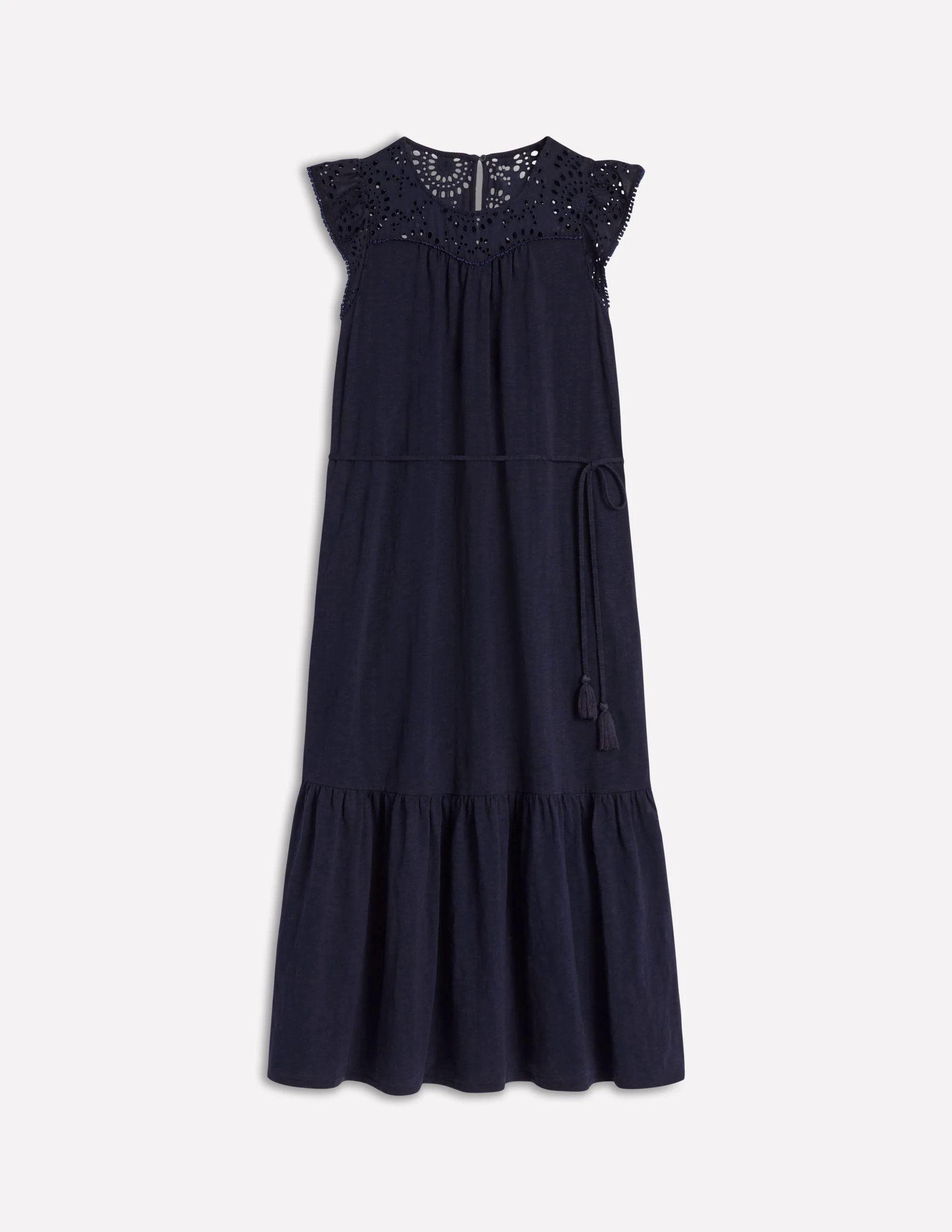Juliet Broderie Midi Dress-Navy