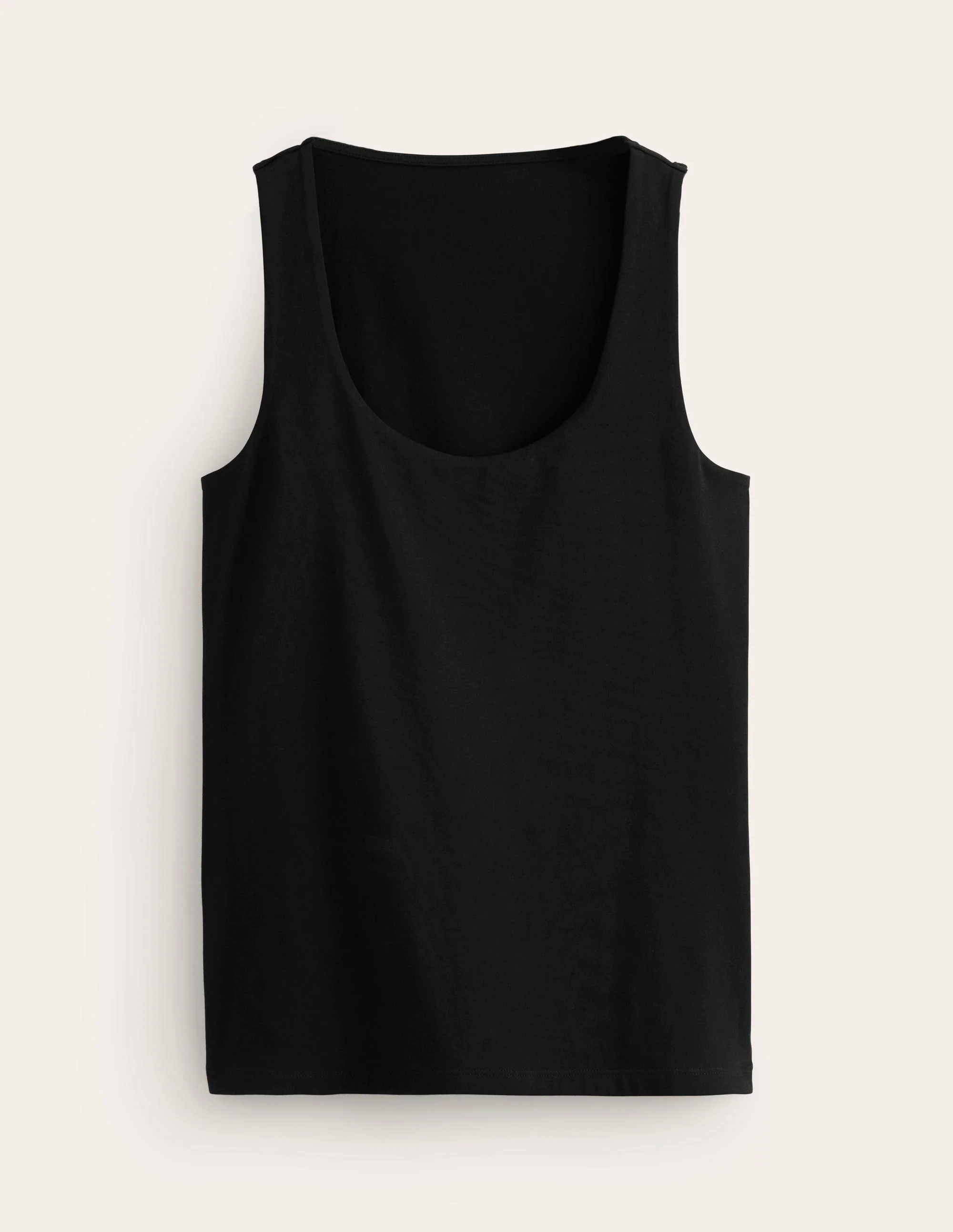 Double Layer Scoop Neck Vest-Black Double Layer Scoop Neck Vest-Black