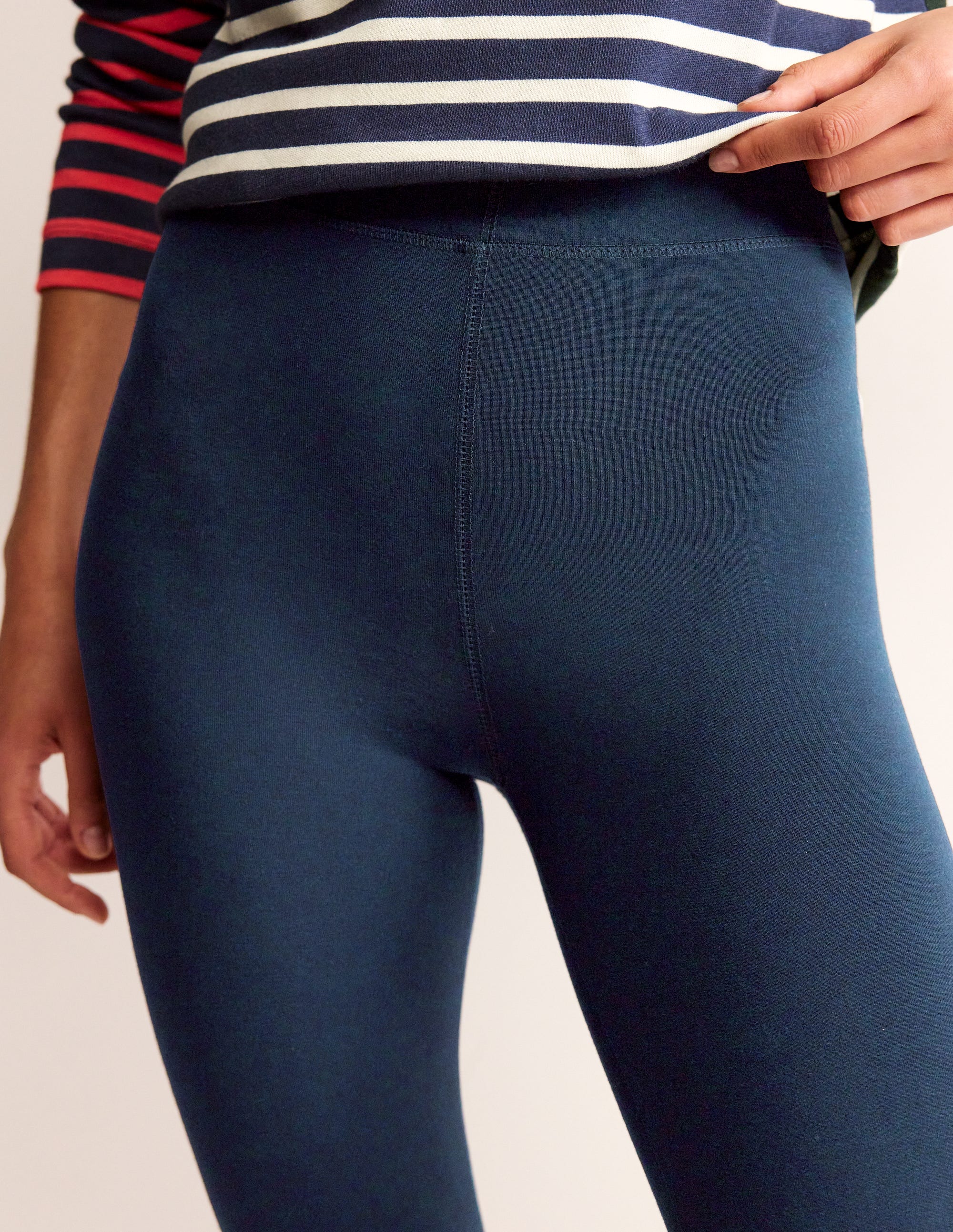 High Rise Jersey Leggings-Navy High Rise Jersey Leggings-Navy