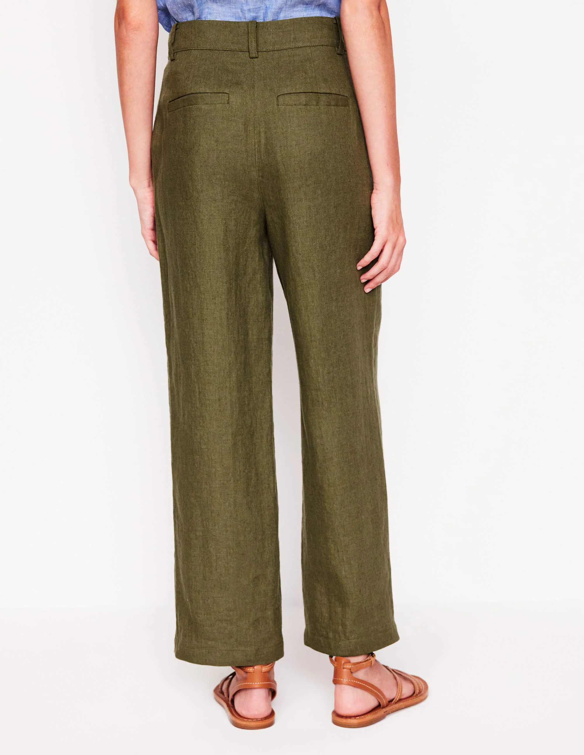 Westbourne Crop Linen Pants-Woodland Green Westbourne Crop Linen Pants-Woodland Green