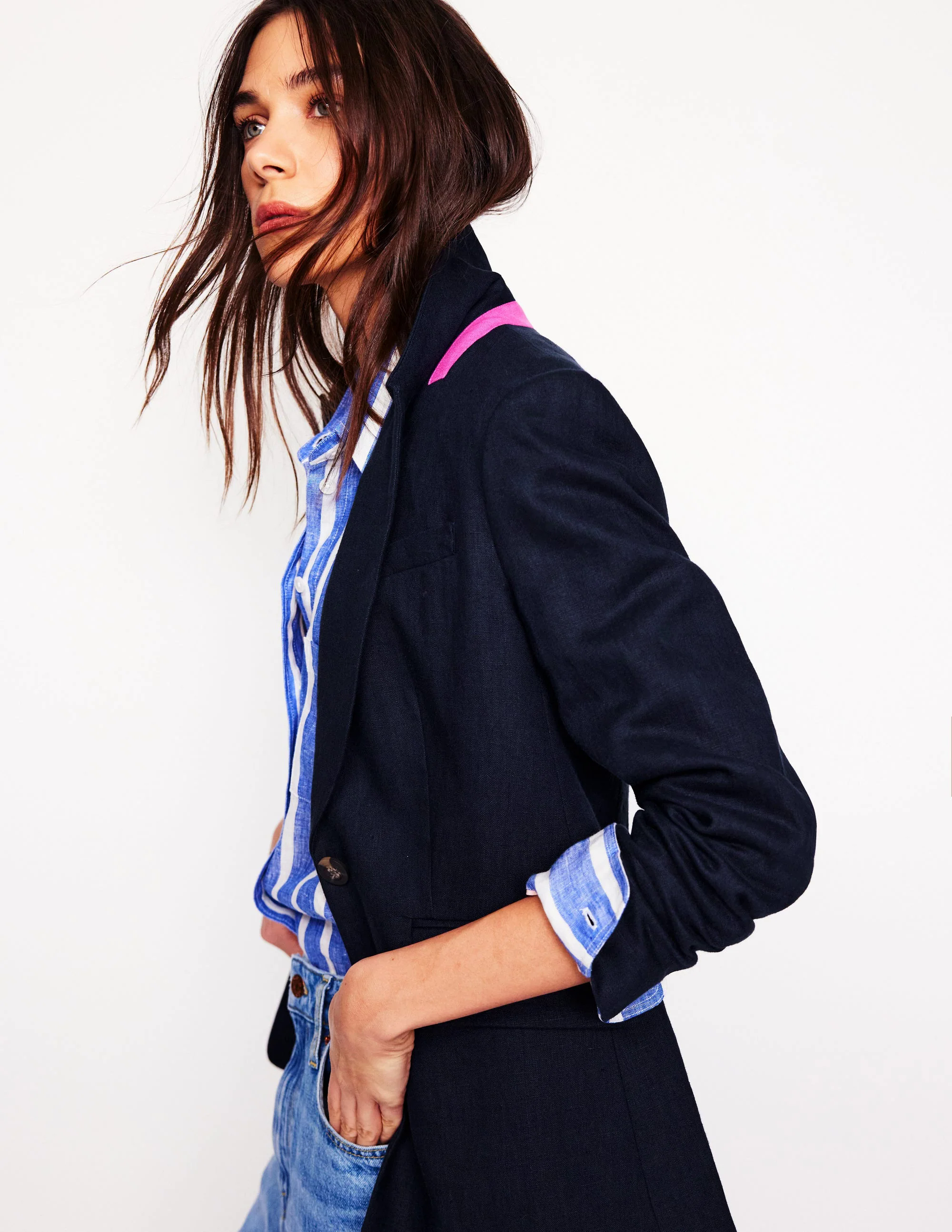 Stamford Linen Blazer-Navy Stamford Linen Blazer-Navy