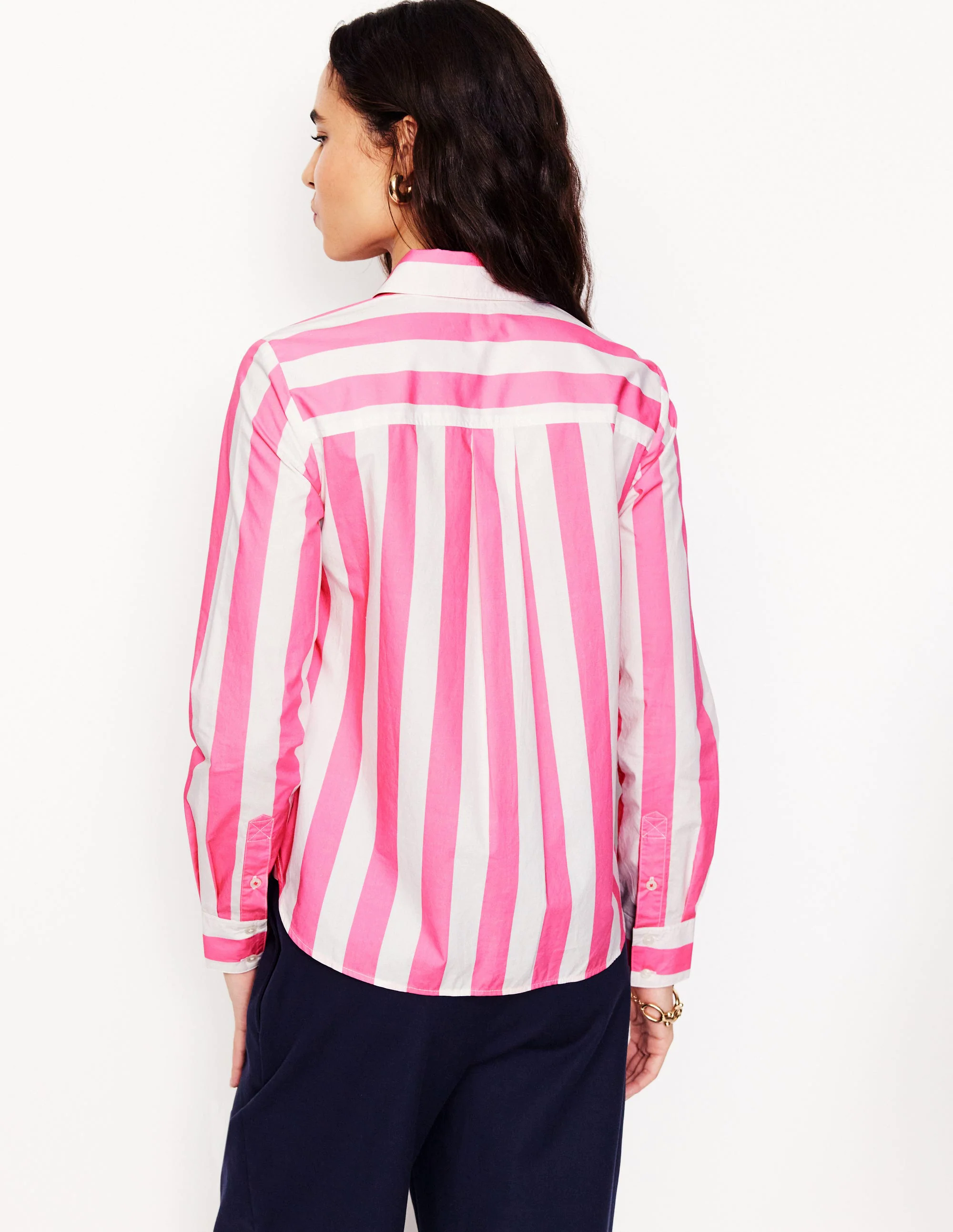 Sienna Cotton Shirt-Pink Rose Wide Stripe Sienna Cotton Shirt-Pink Rose Wide Stripe