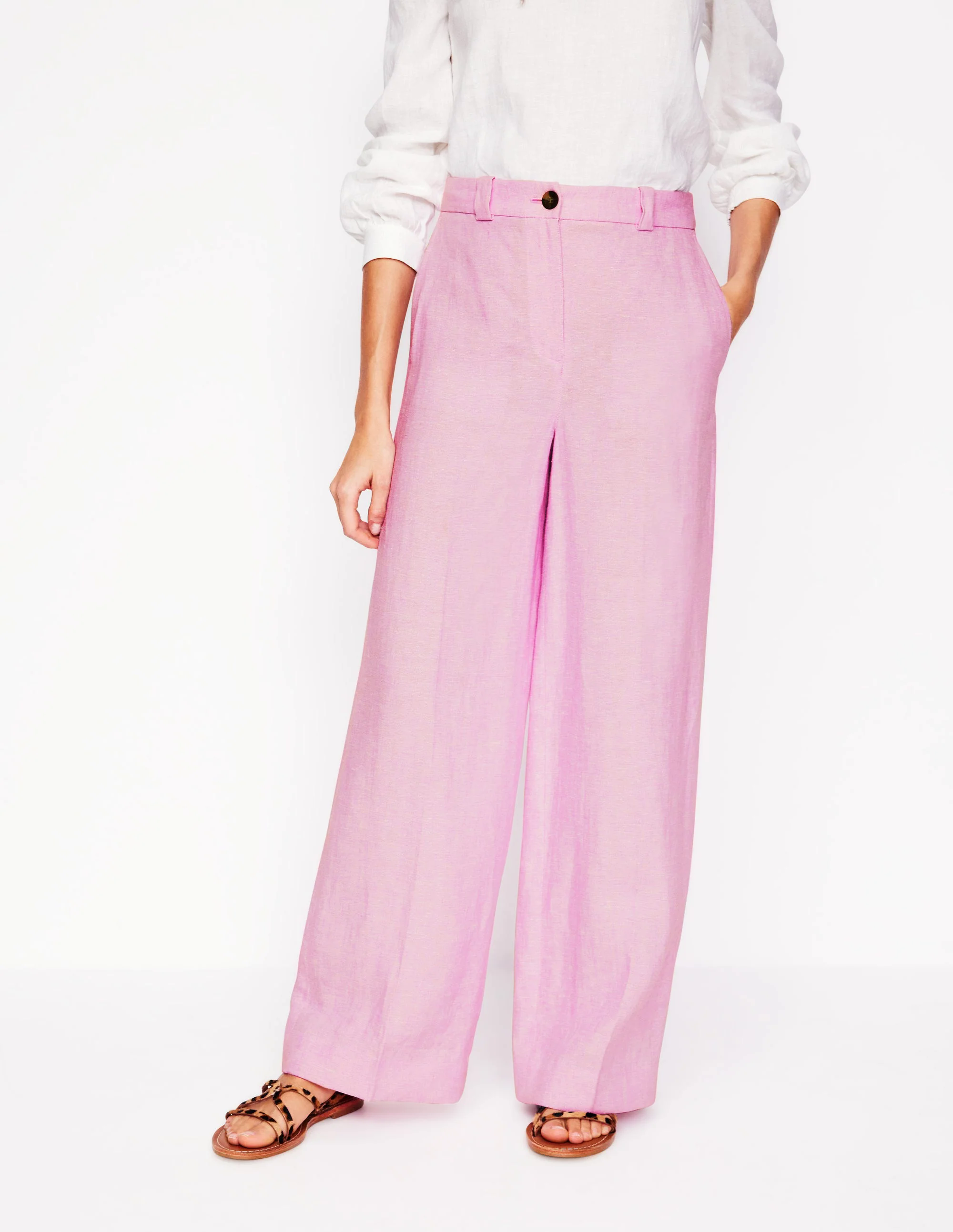 Westbourne Linen Pants-Meadowsweet Pink Chambray