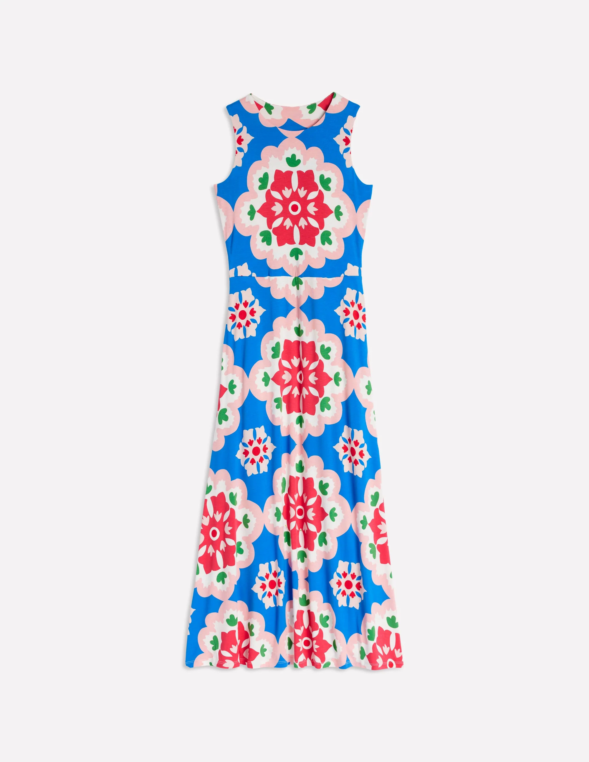 Grown On Tie Trapeze Dress-Cerulean Blue, Bloom Geo