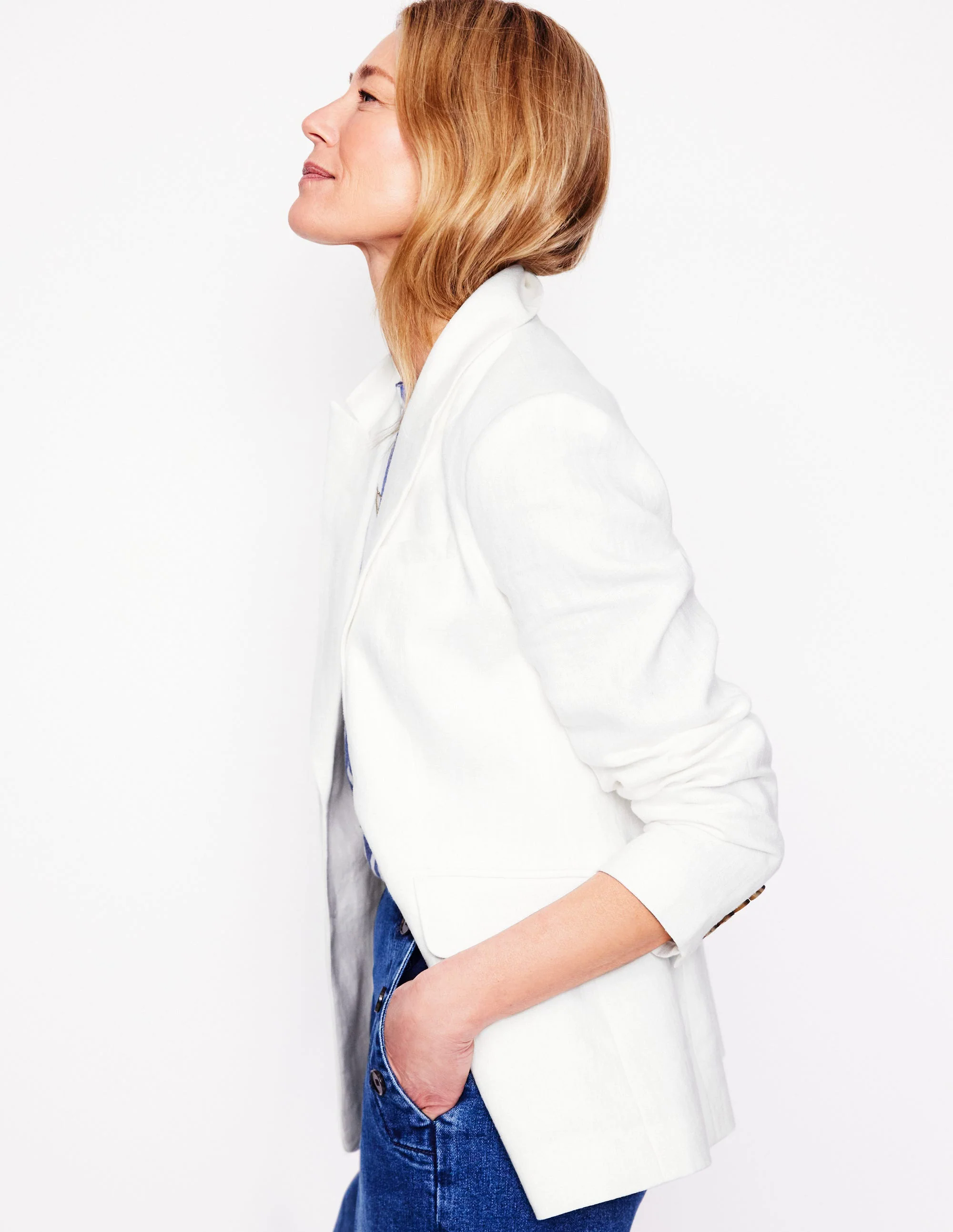 Stamford Linen Blazer-White