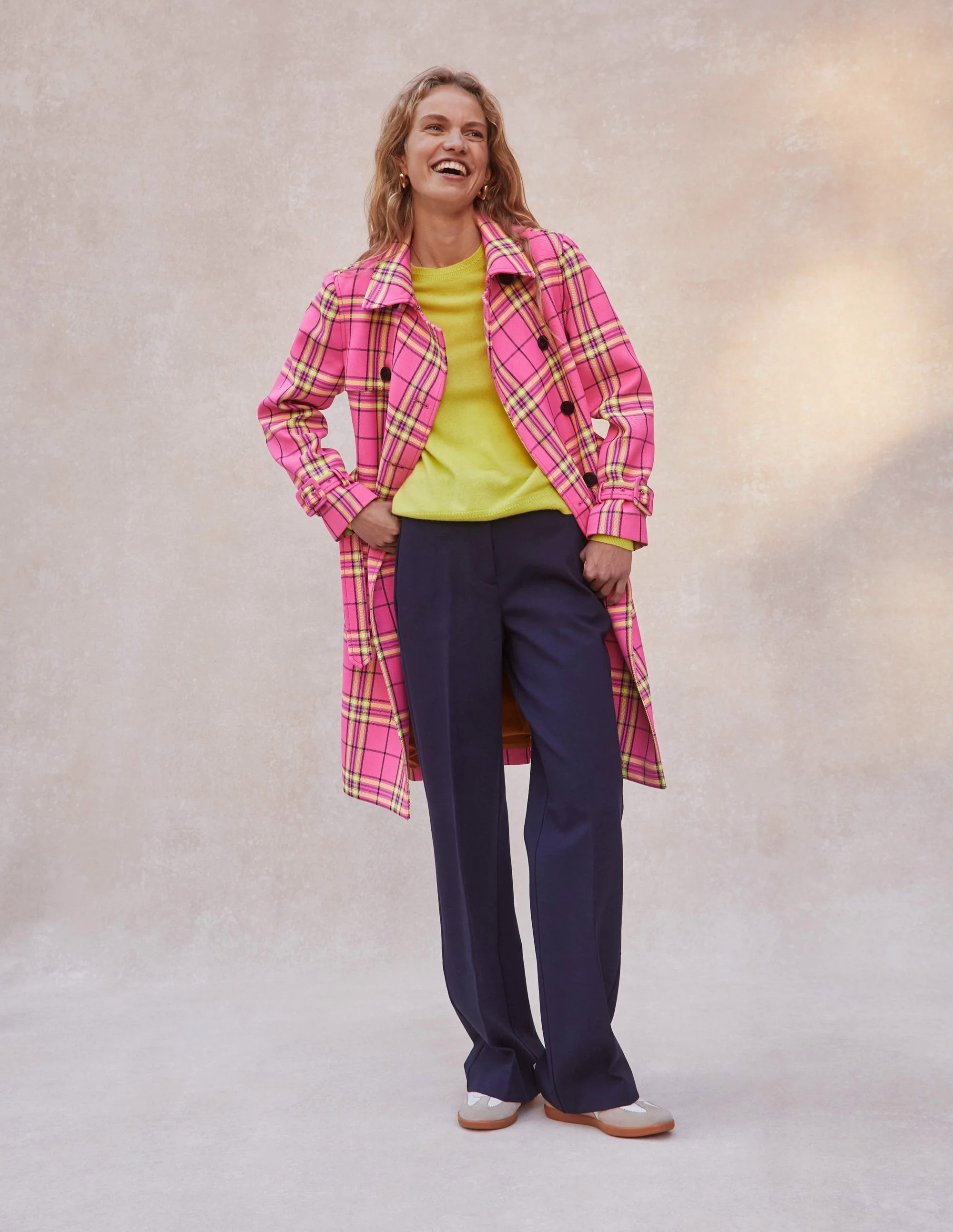 Cheltenham Trench Coat-Pink Neon Check Cheltenham Trench Coat-Pink Neon Check