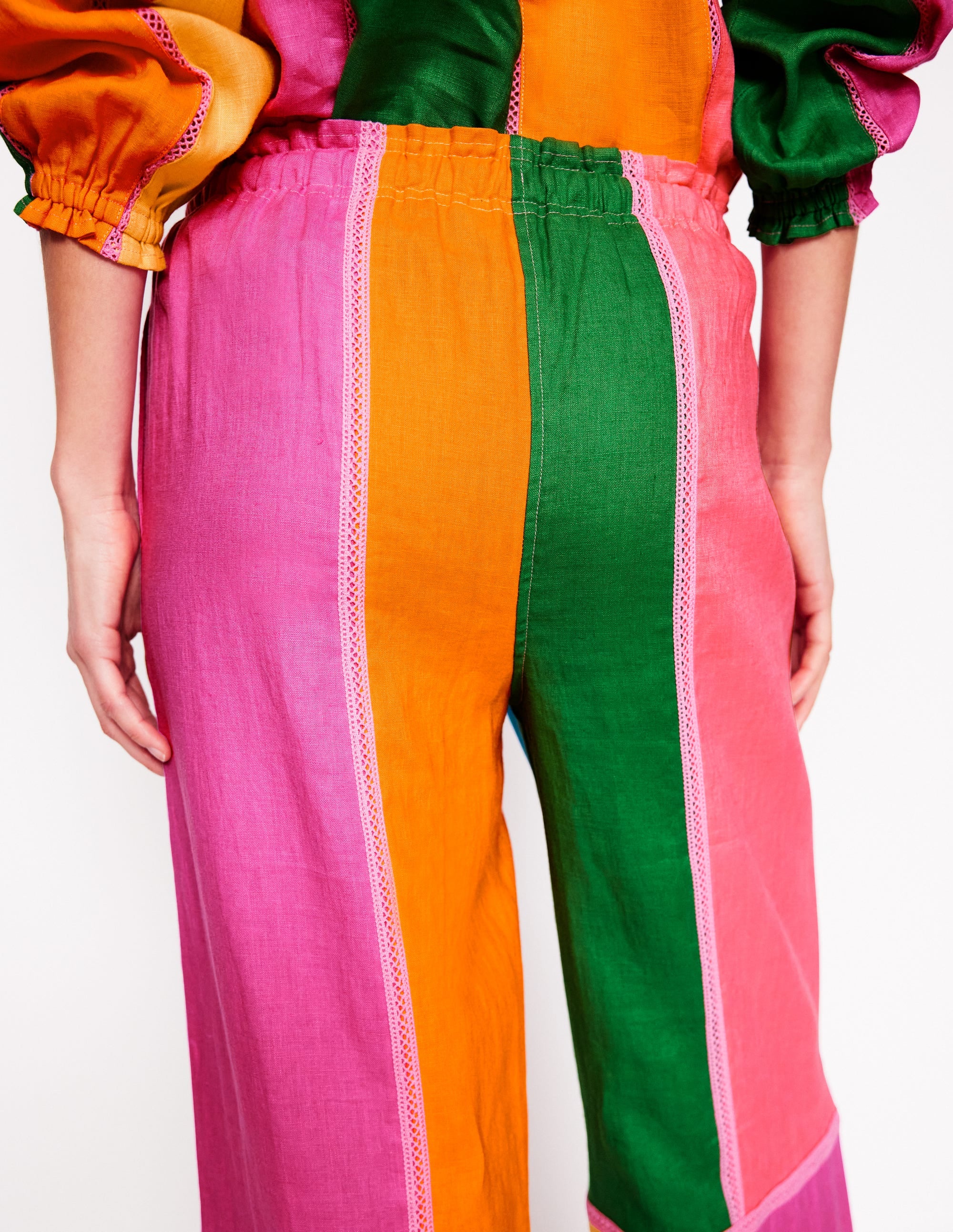 Islington Linen Pants-Multi Colourblock
