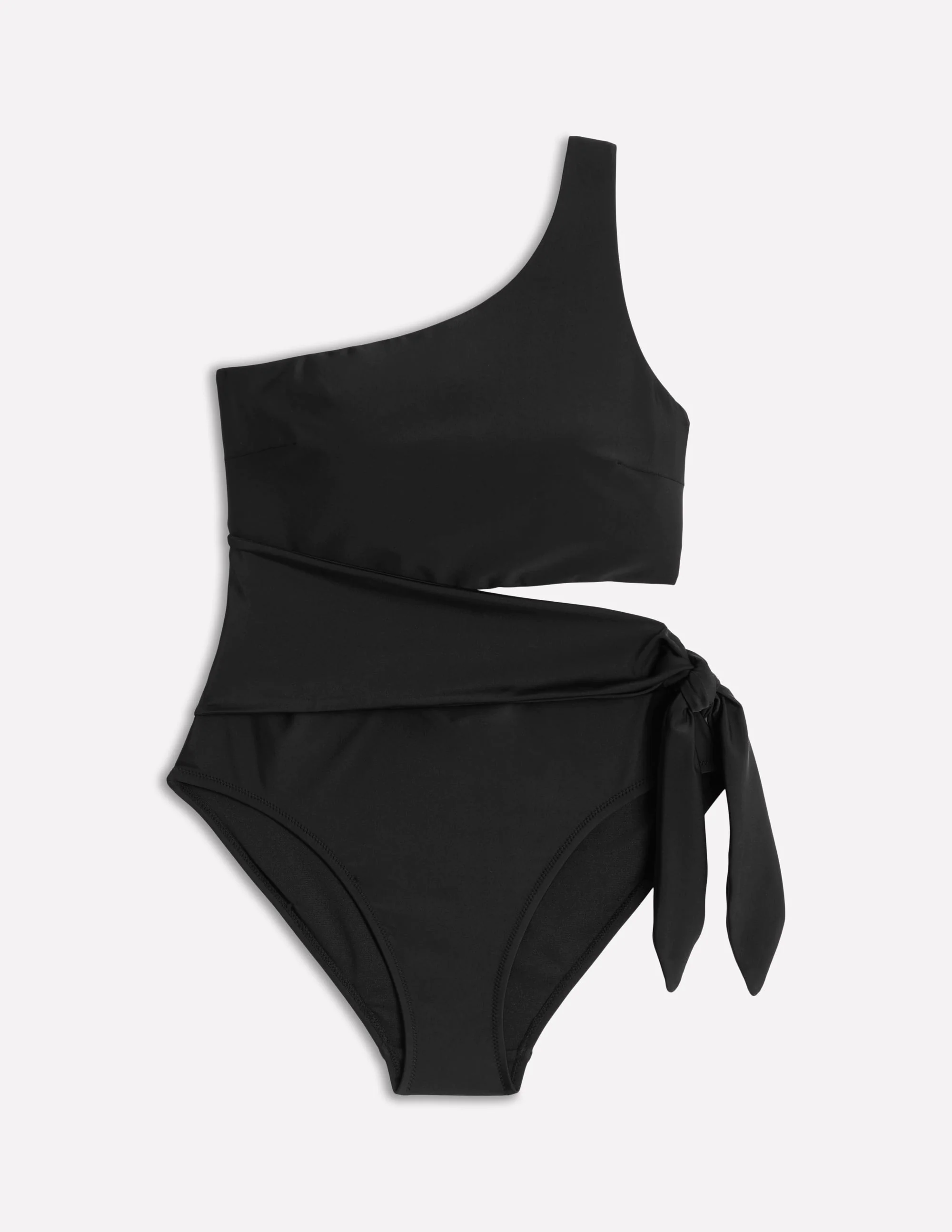 Asym Cut Tie Swimsuit-Black Asym Cut Tie Swimsuit-Black