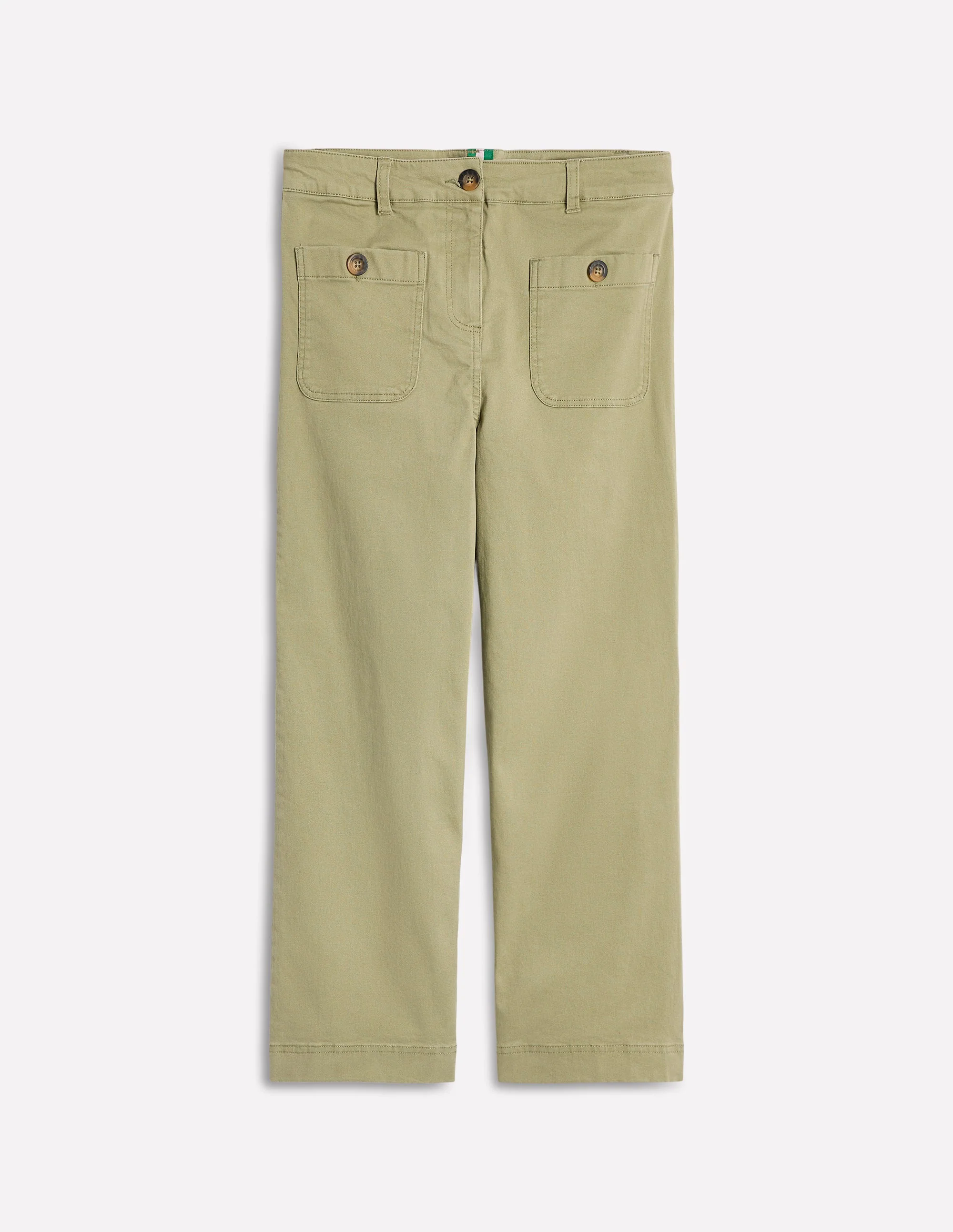 Patch Pocket Crop Chino Pants-Larch Green