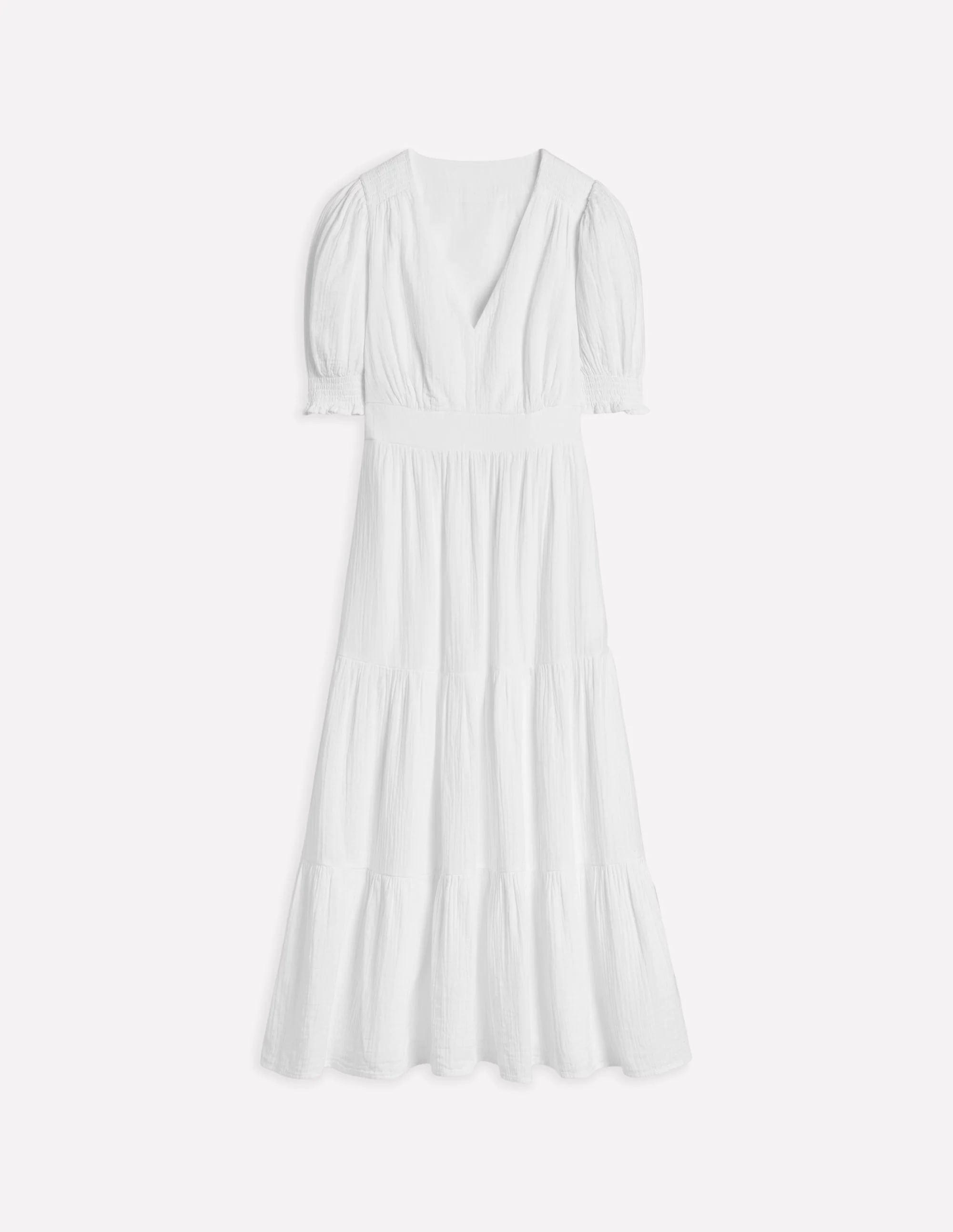Anna Double Cloth Midi Dress-White