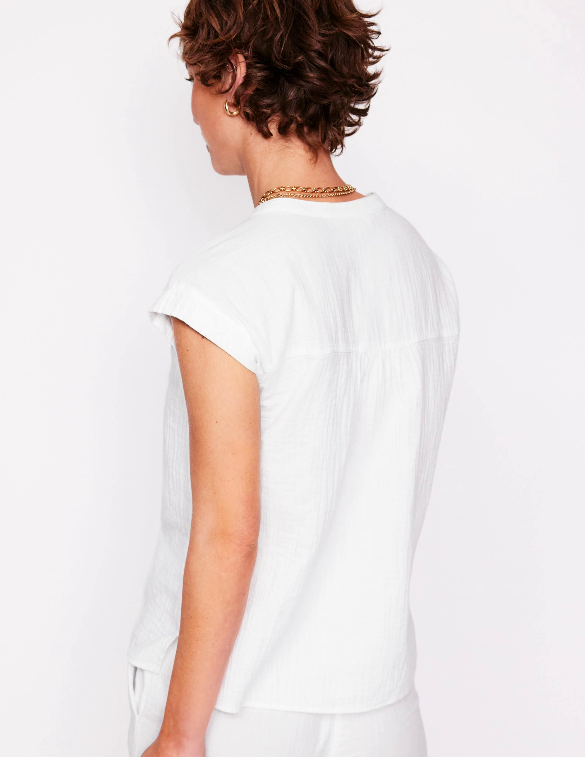Sleeveless Double Cloth Top-White Sleeveless Double Cloth Top-White