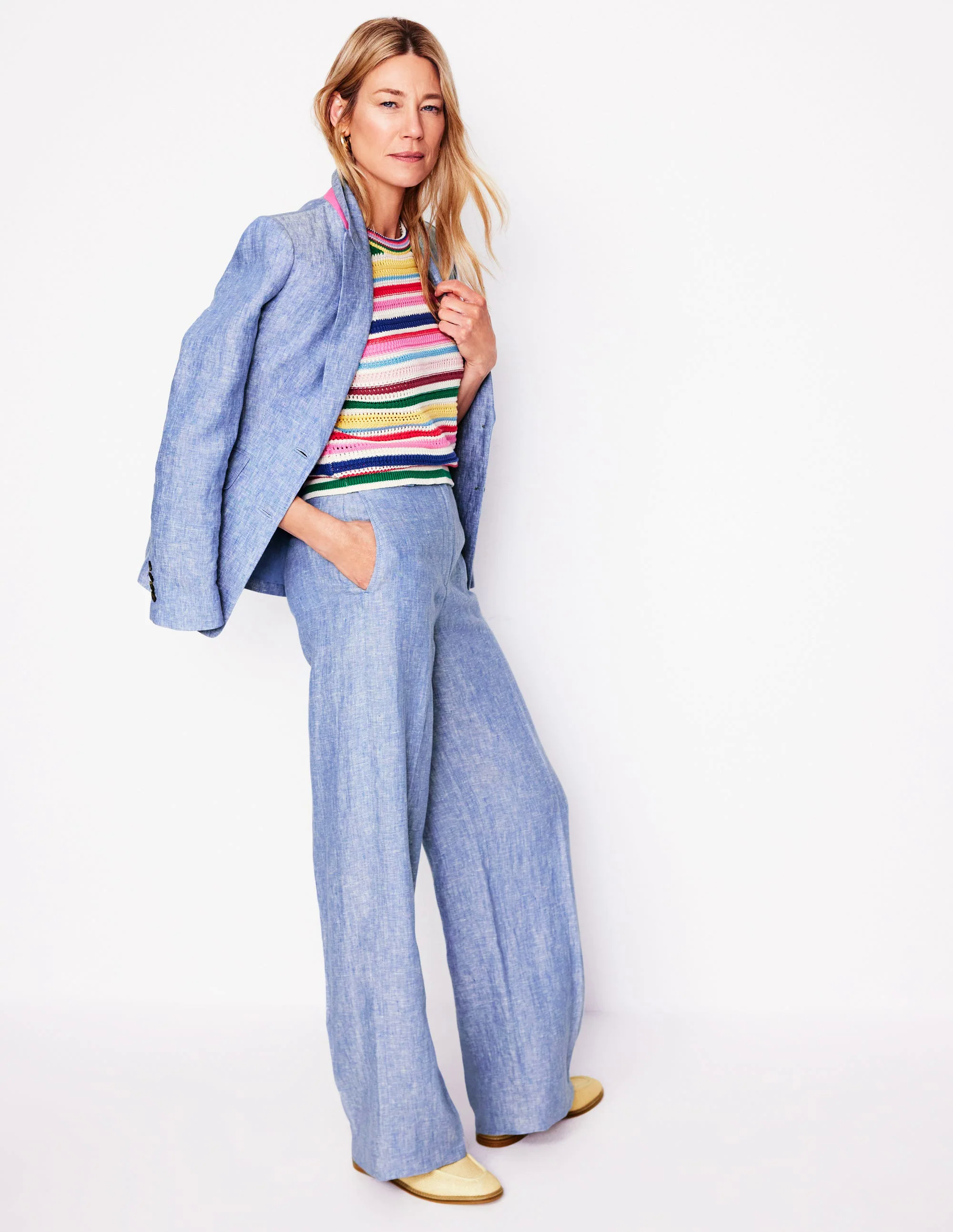 Stamford Linen Blazer-Chambray