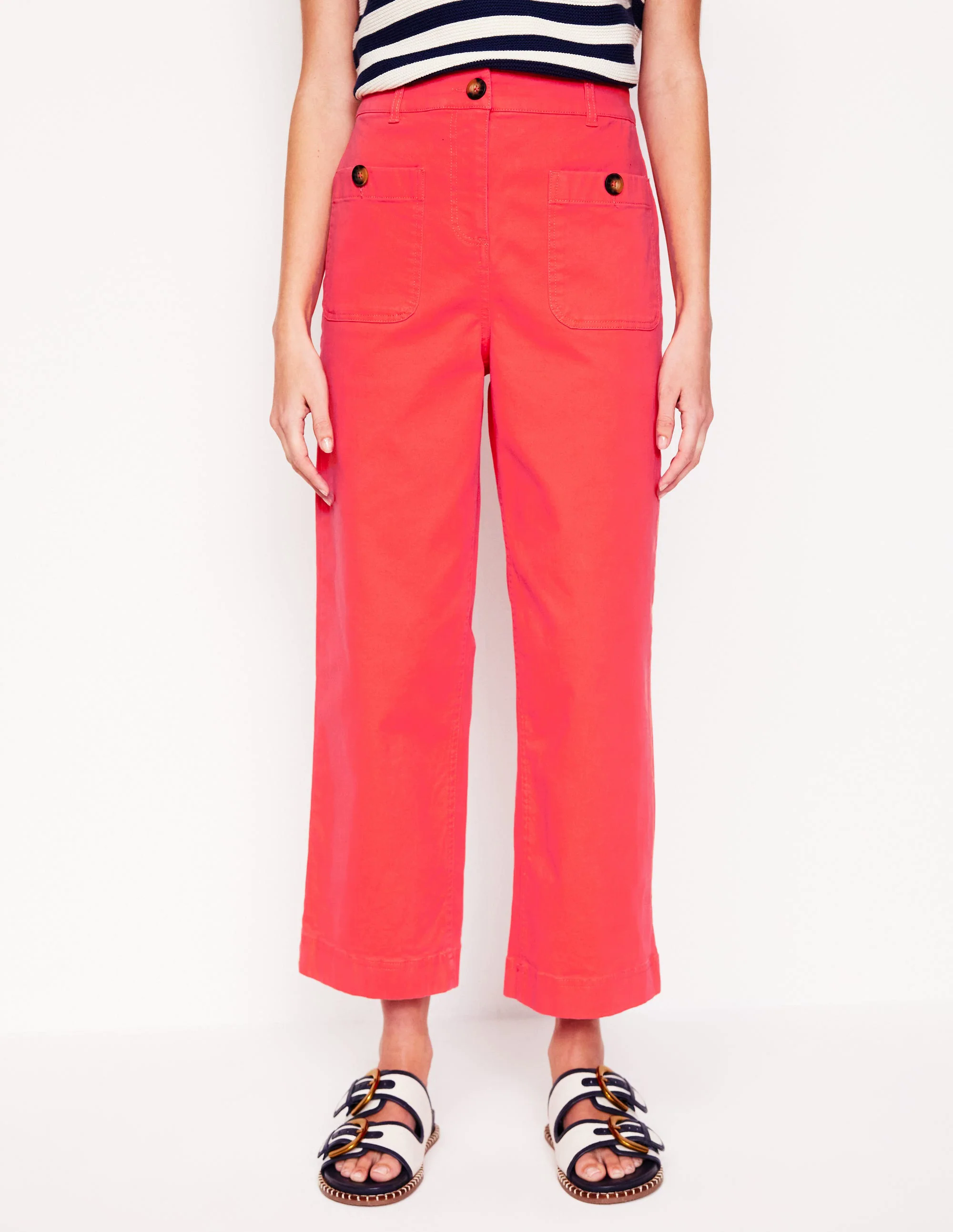 Patch Pocket Crop Chino Pants-Jam Red