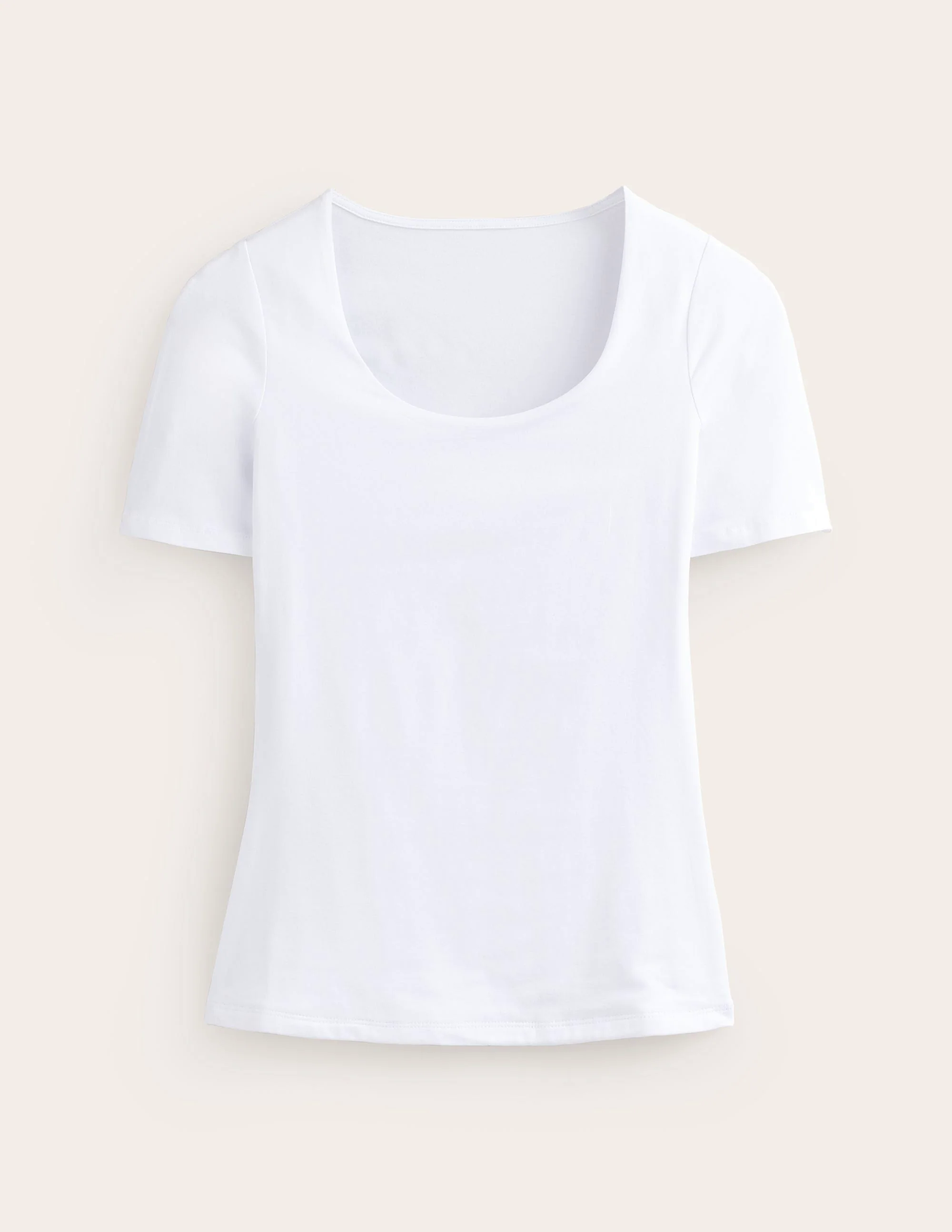 Double Layer Scoop T-shirt-White