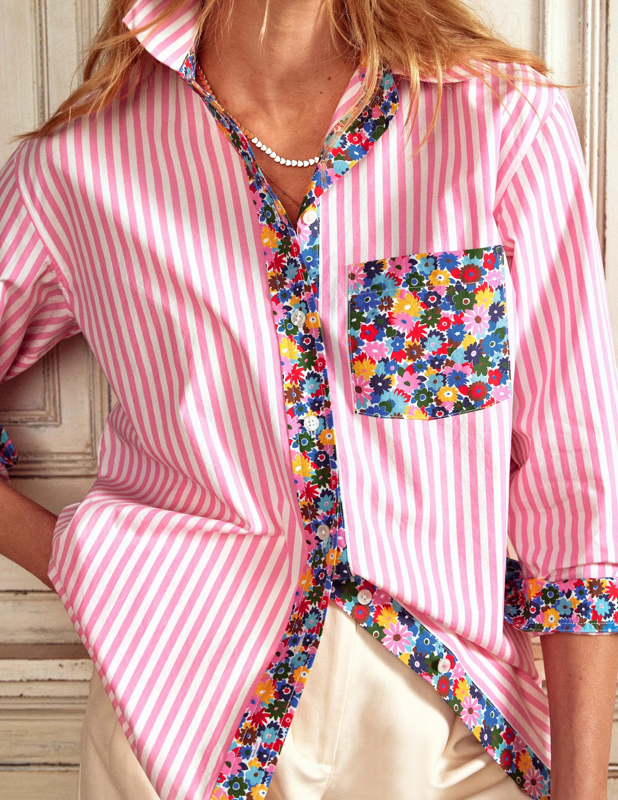 Sadie Relaxed Cotton Shirt-Multi, Paintbox Ditsy