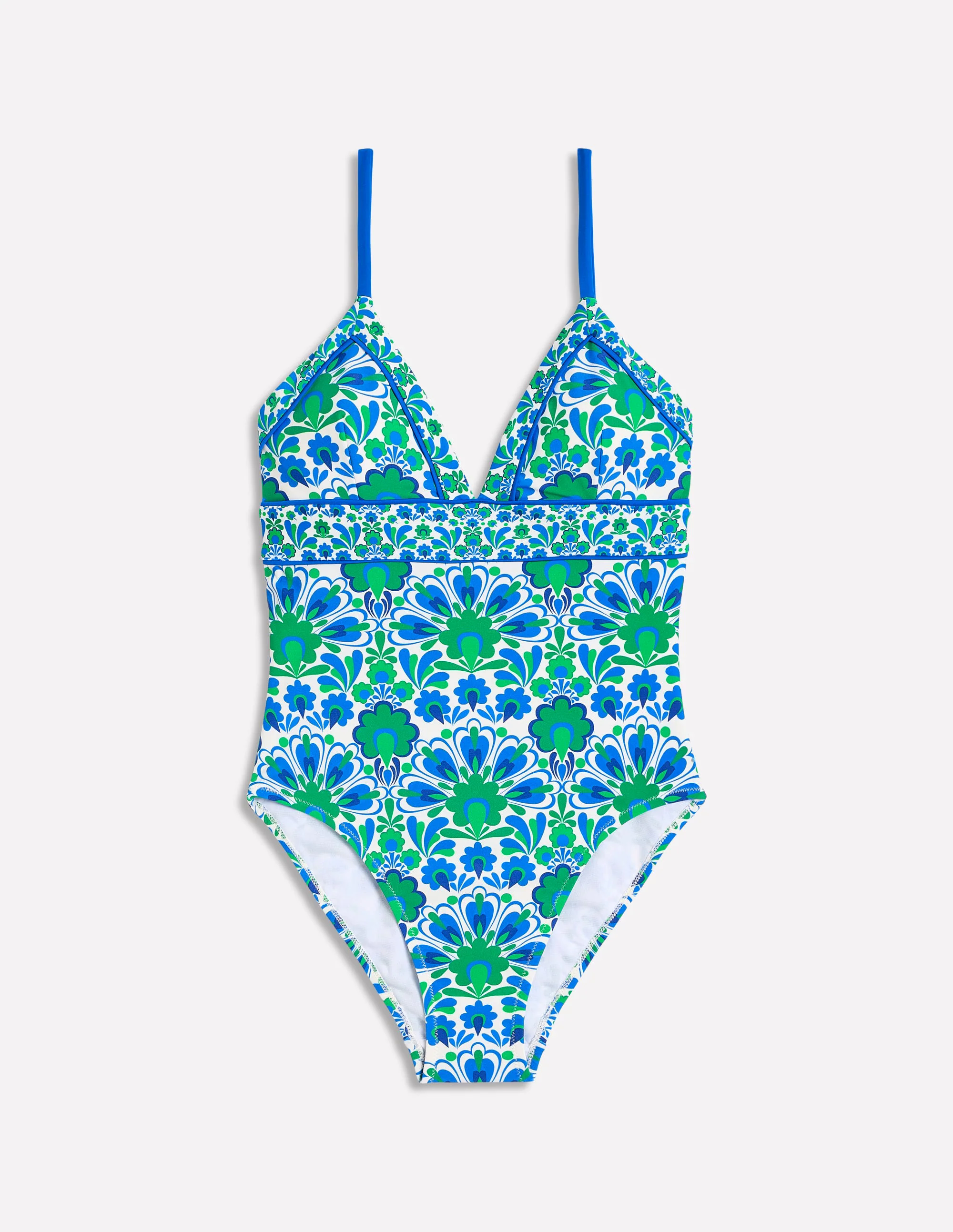 Kasos String V Neck Swimsuit-Decorative Dandelion