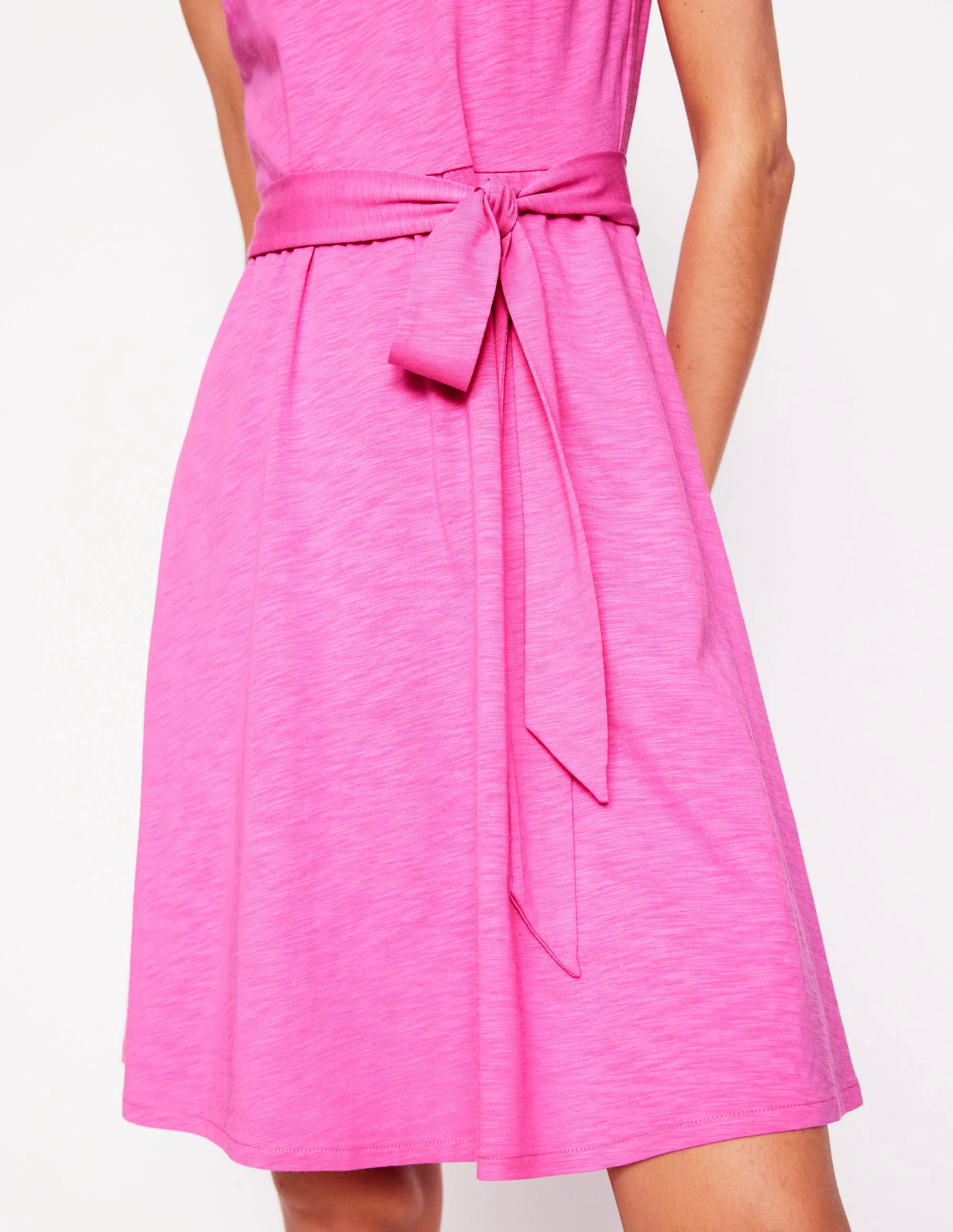Mila Trim Short Jersey Dress-Tickled Pink