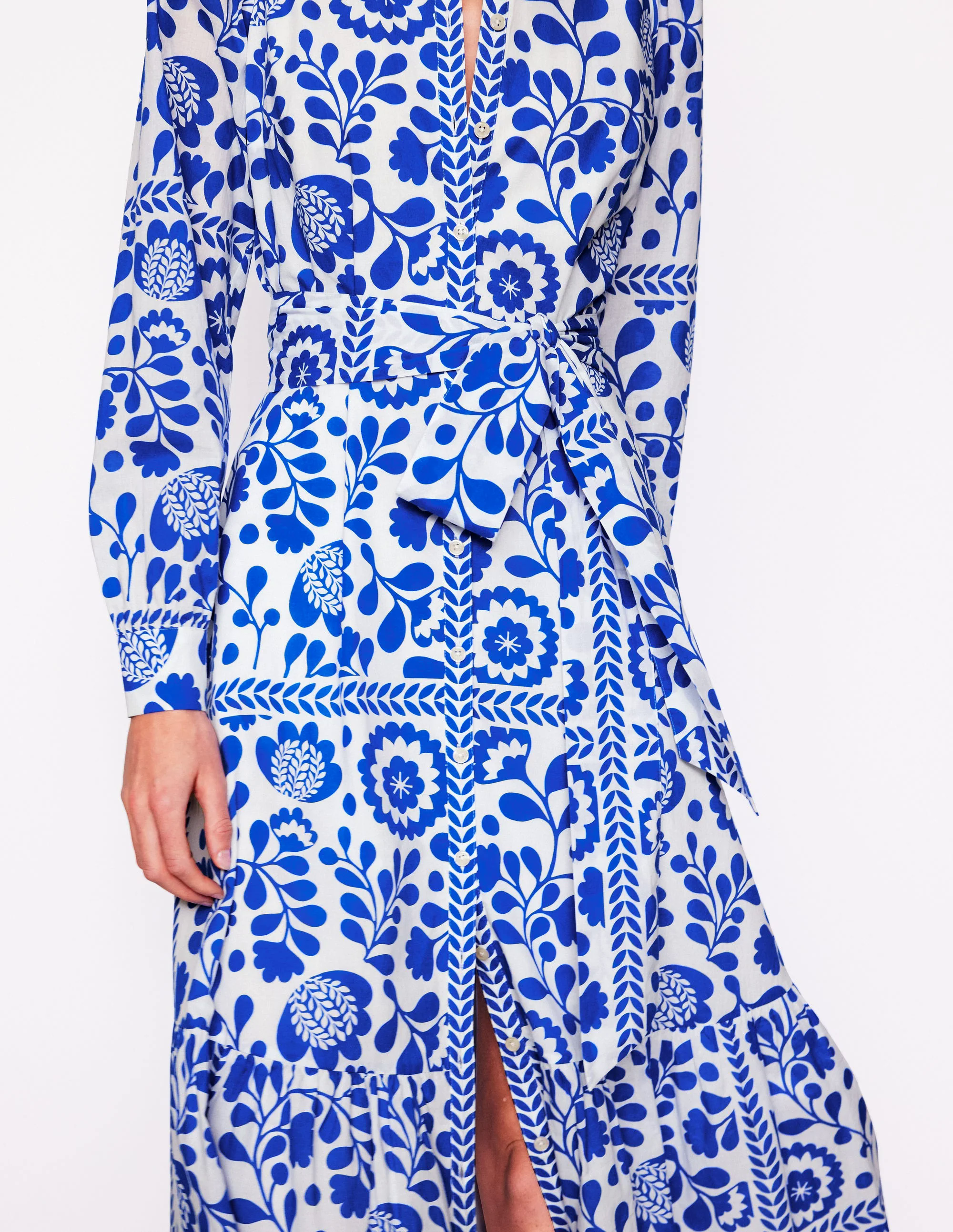 Mia Tiered Shirt Dress-Gallery Blue, Vine Tile