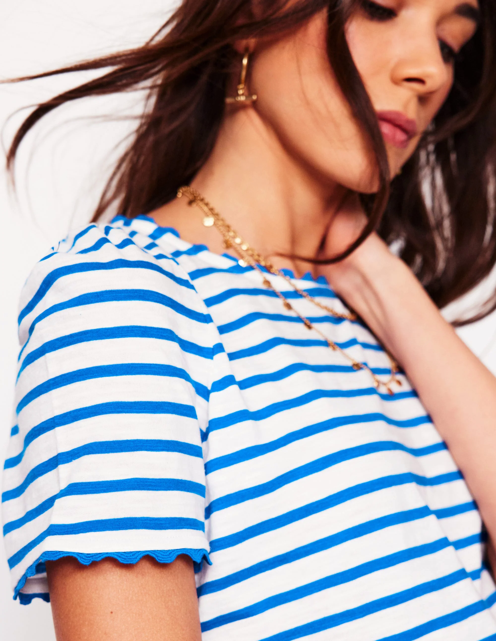 Ali Ricrac T-shirt-Ivory, Gallery Blue Ali Ricrac T-shirt-Ivory, Gallery Blue