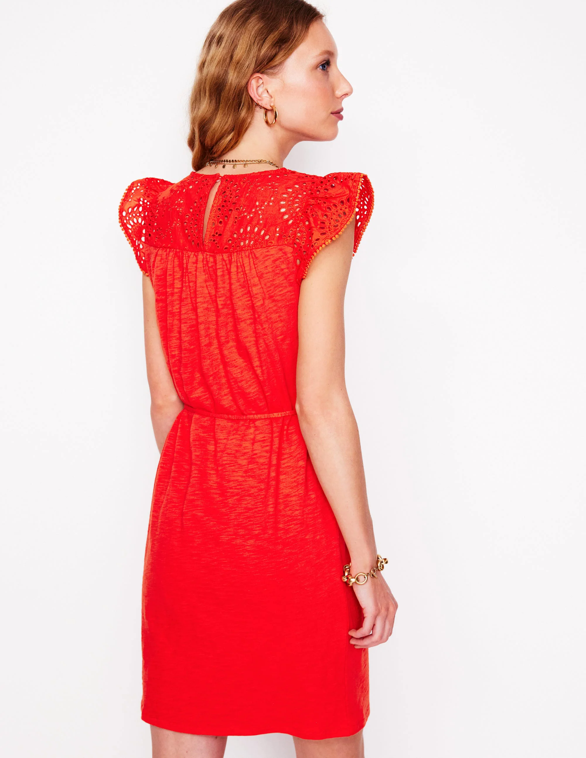 Juliet Broderie Short Dress-FireCracker Red Juliet Broderie Short Dress-FireCracker Red