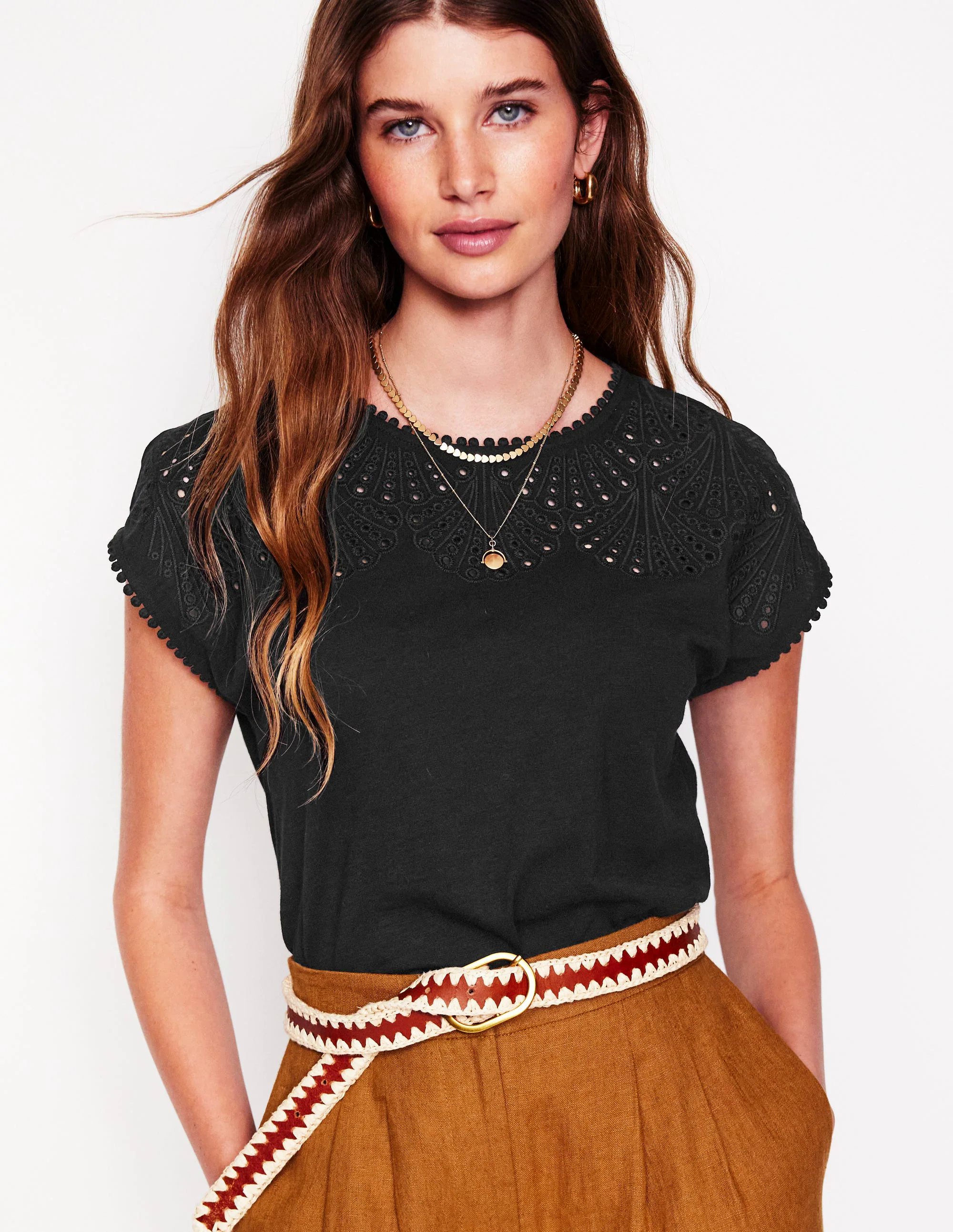 Anya Broderie T-shirt-Black Anya Broderie T-shirt-Black