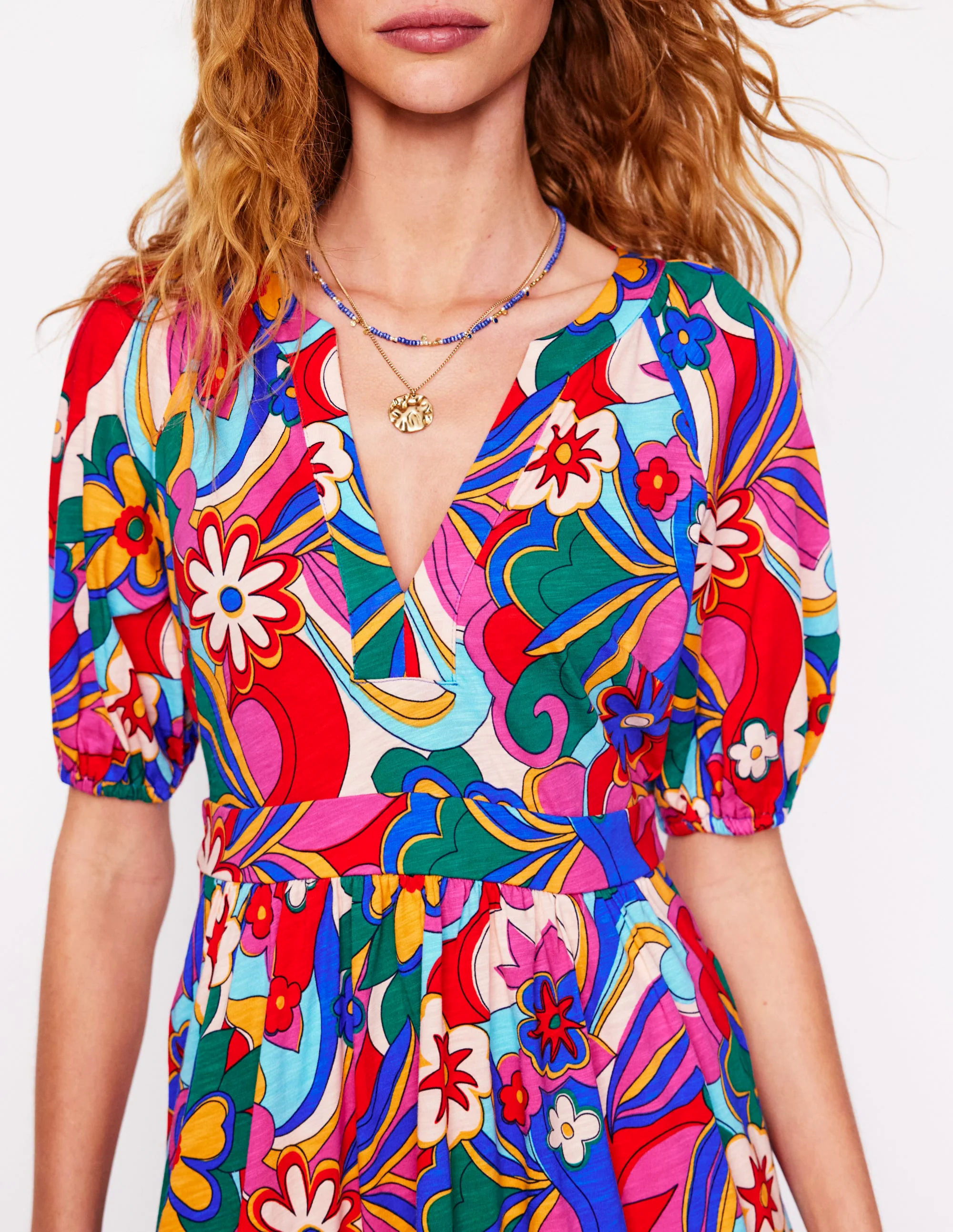 Piper Short Jersey Dress-Multi, Blossomy Pop