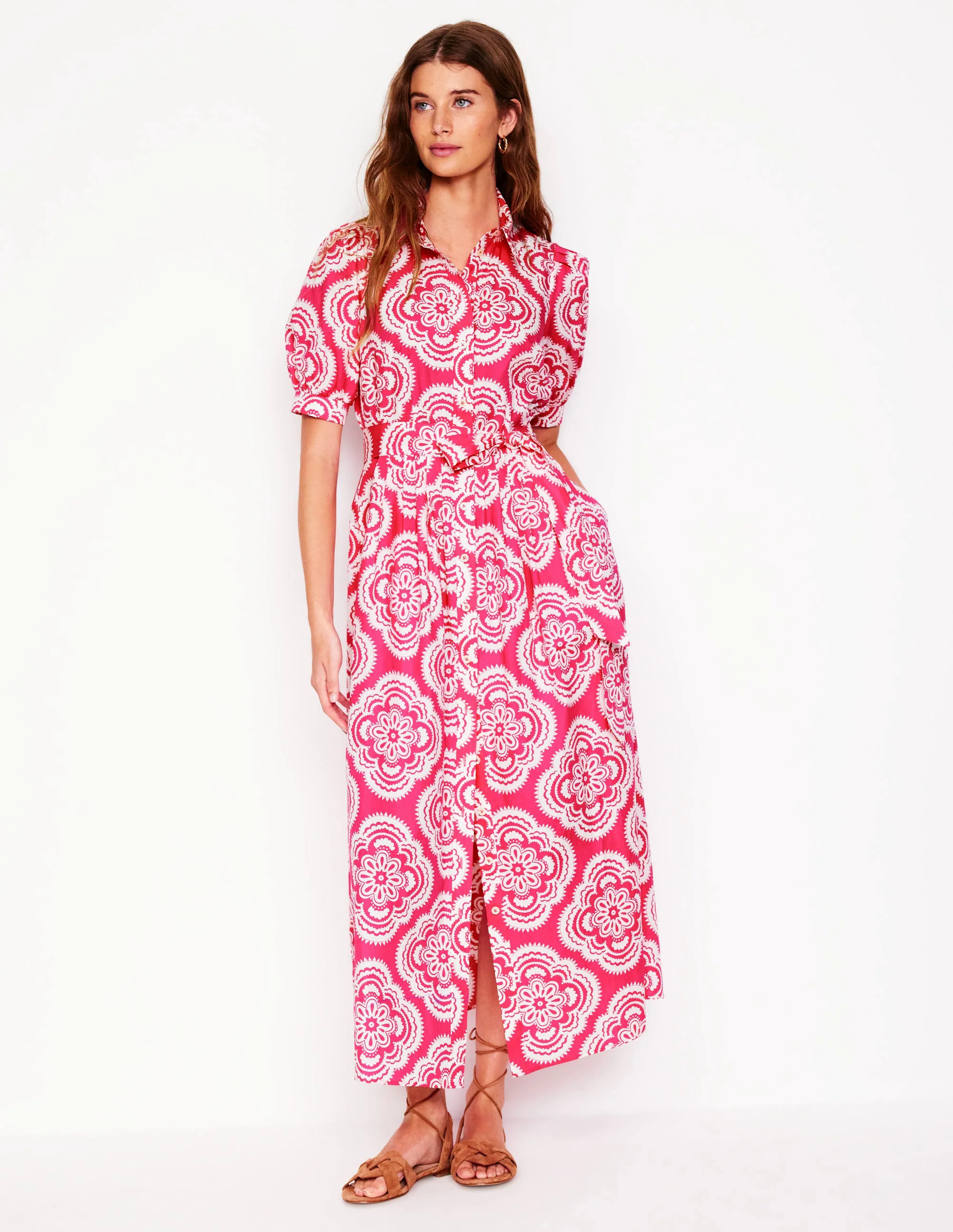 Alexa Maxi Shirt Dress-Pink Peony, Botanic Blush Alexa Maxi Shirt Dress-Pink Peony, Botanic Blush