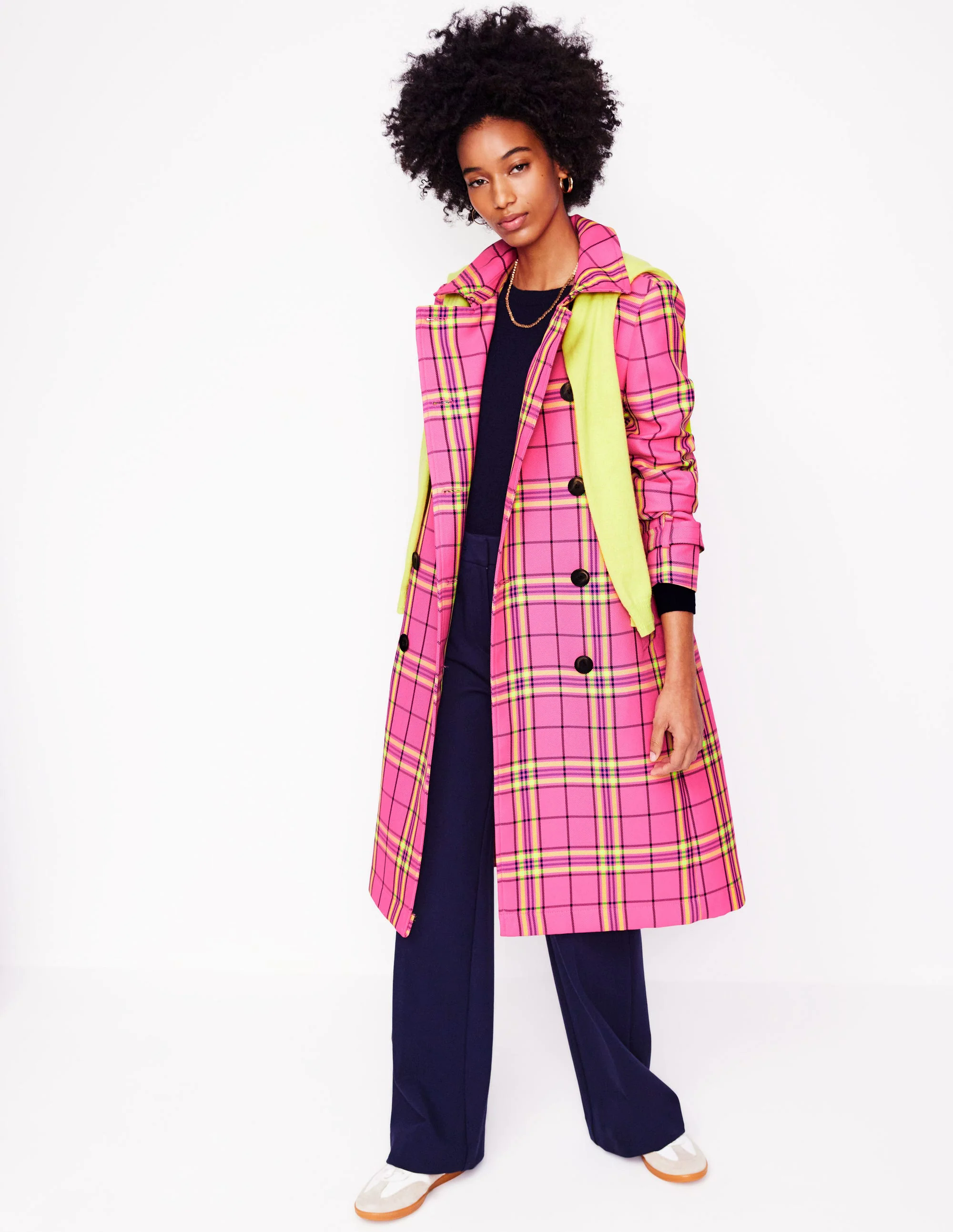 Cheltenham Trench Coat-Pink Neon Check Cheltenham Trench Coat-Pink Neon Check