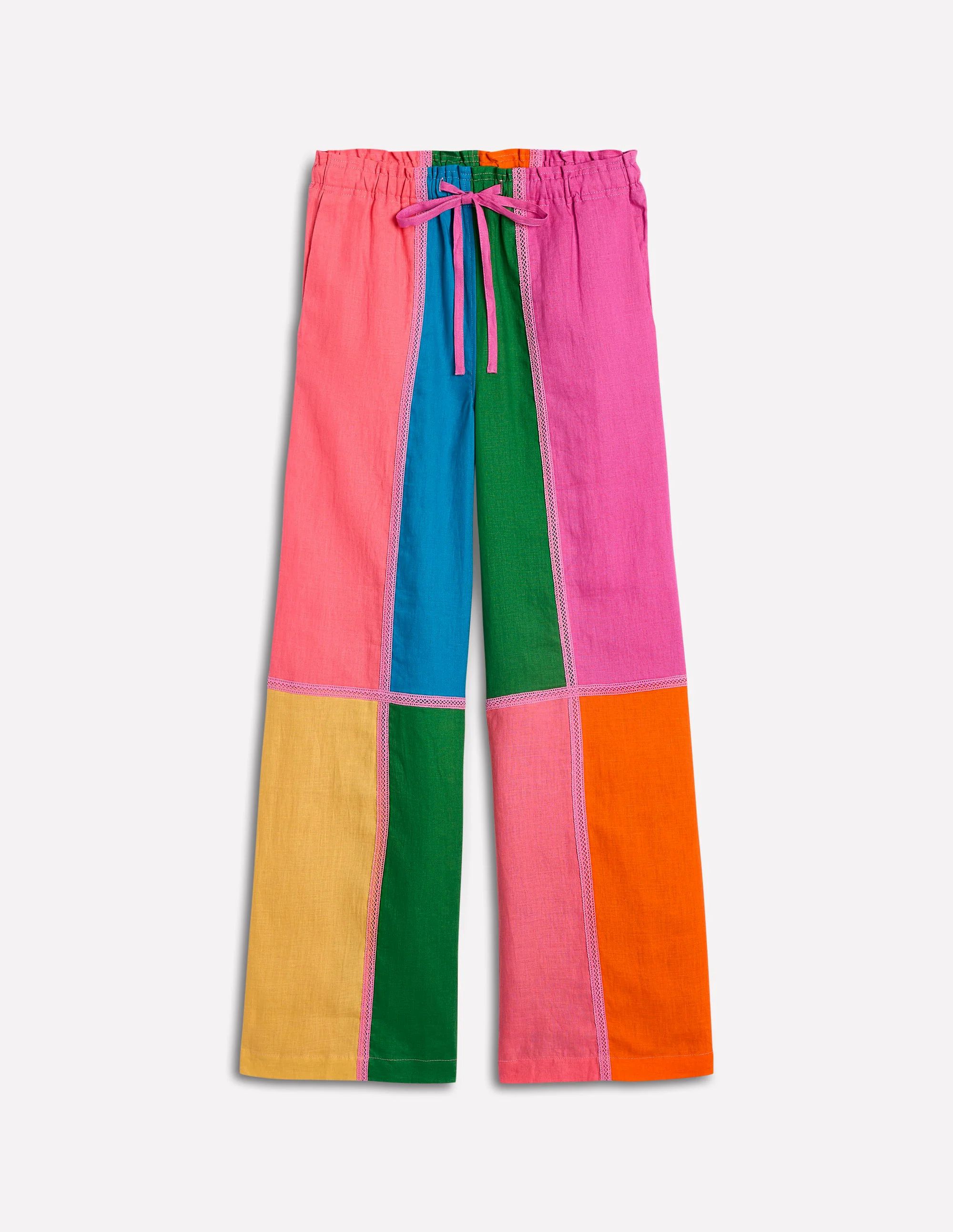Islington Linen Pants-Multi Colourblock