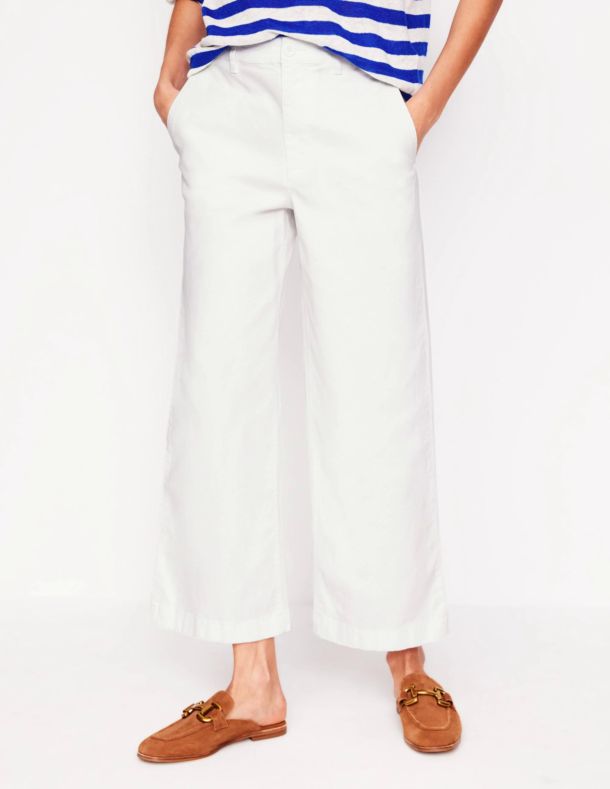 Barnsbury Crop Chino Pants-White Barnsbury Crop Chino Pants-White