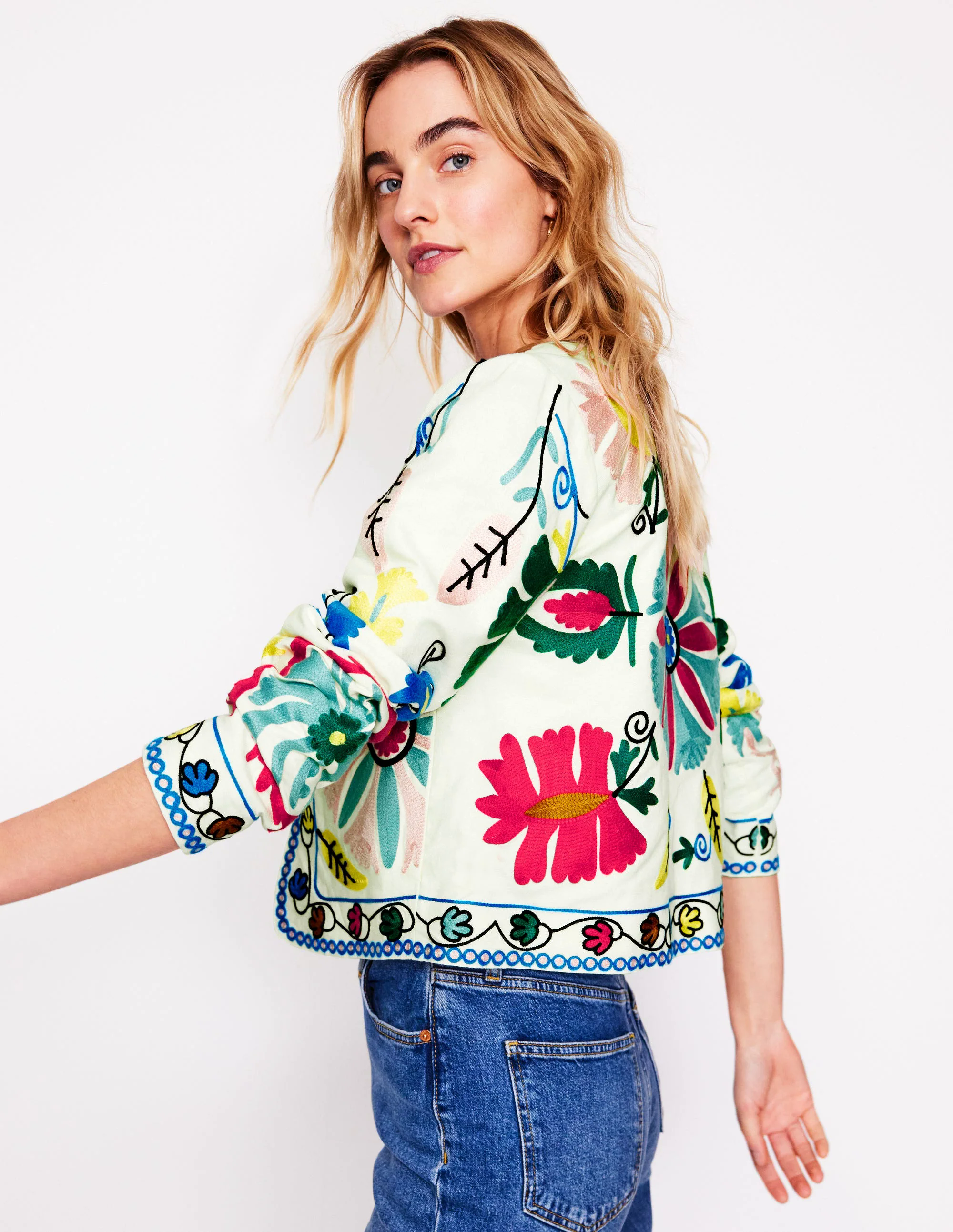 Embroidered Linen Jacket-Multi Embroidery Embroidered Linen Jacket-Multi Embroidery