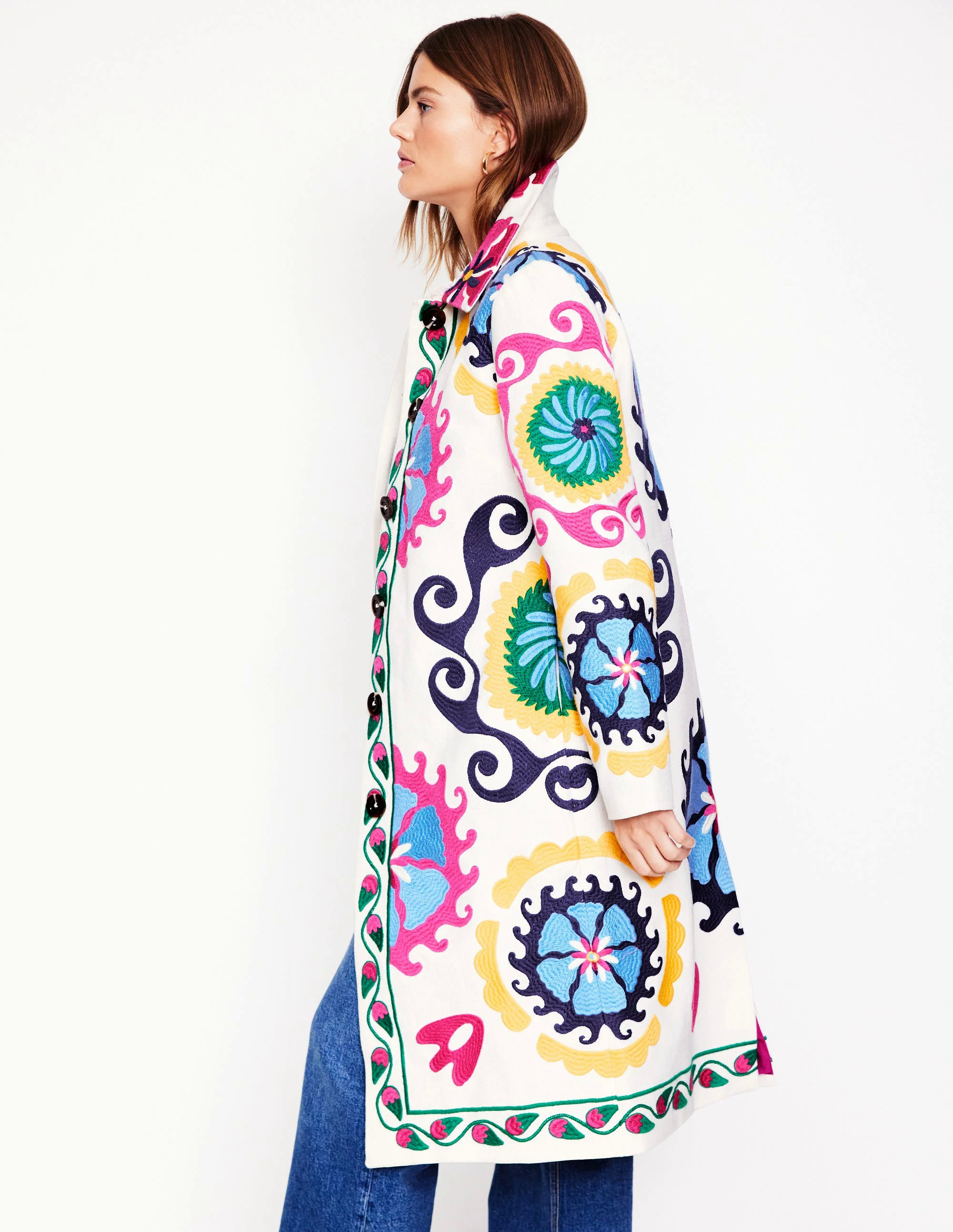 Embroidered Souvenir Coat-Multi, Ornamental Wave Embroidered Souvenir Coat-Multi, Ornamental Wave