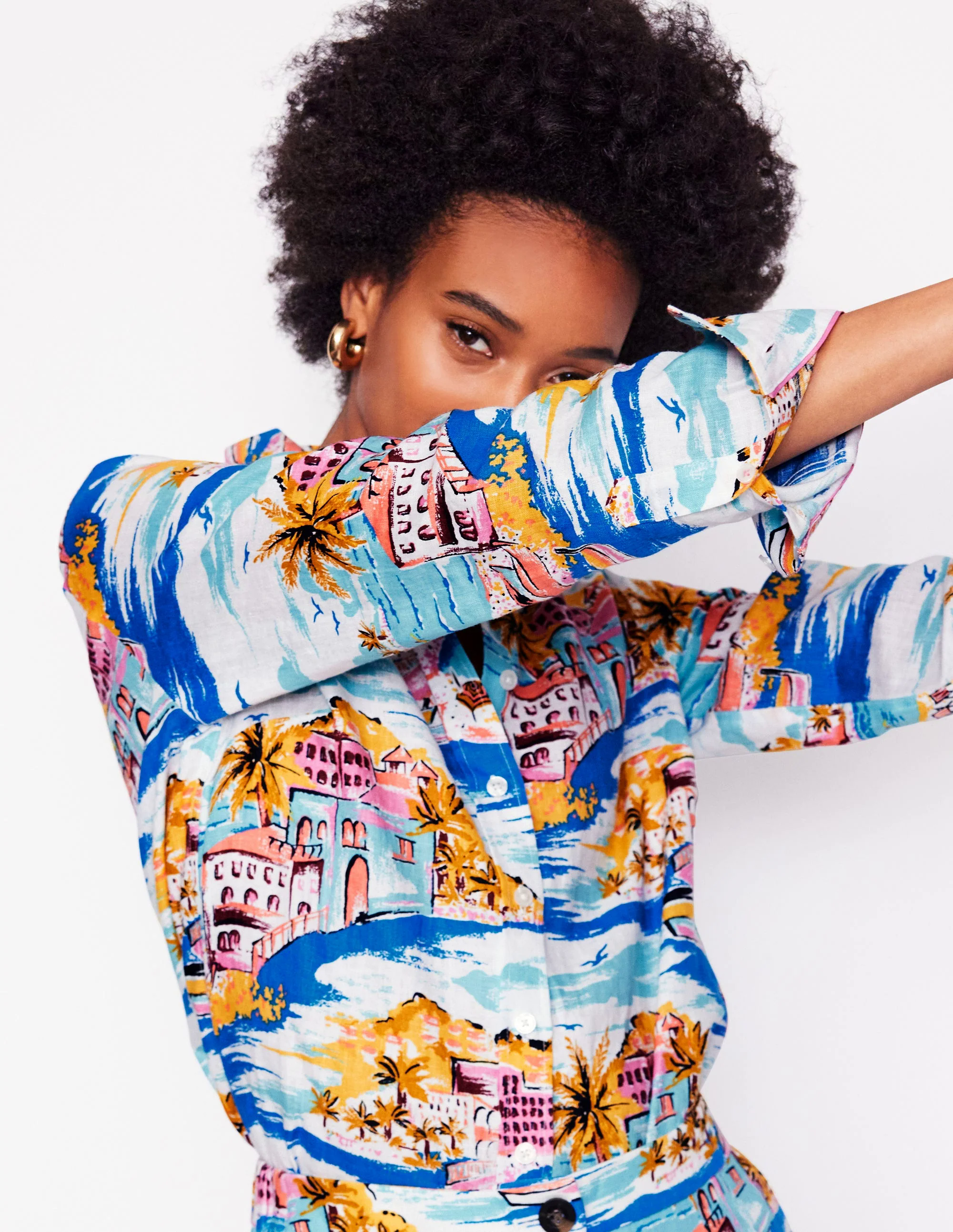 Sienna Linen Shirt-Multi, Paradise Bay