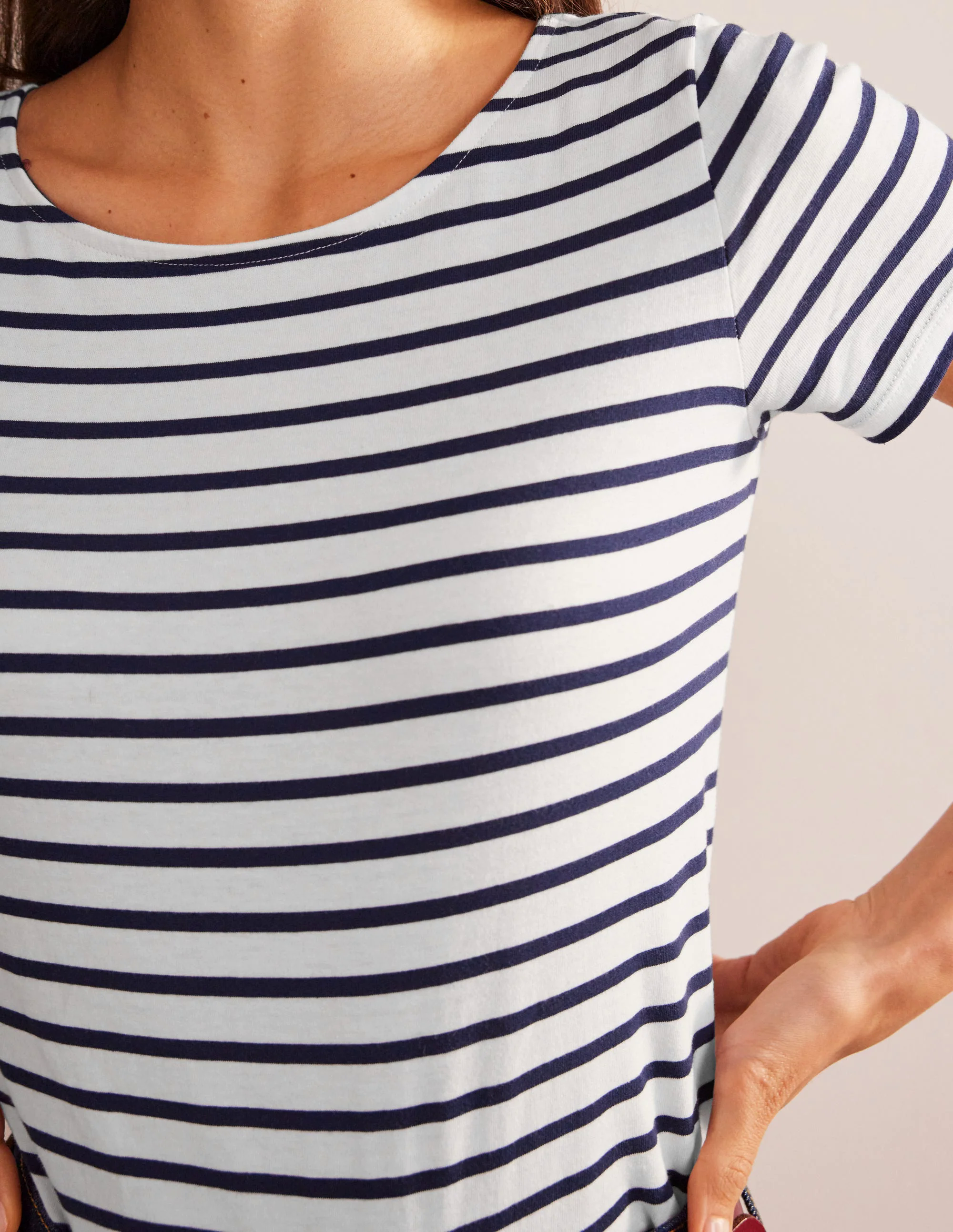 Ella Short Sleeve Breton-Ivory, Navy