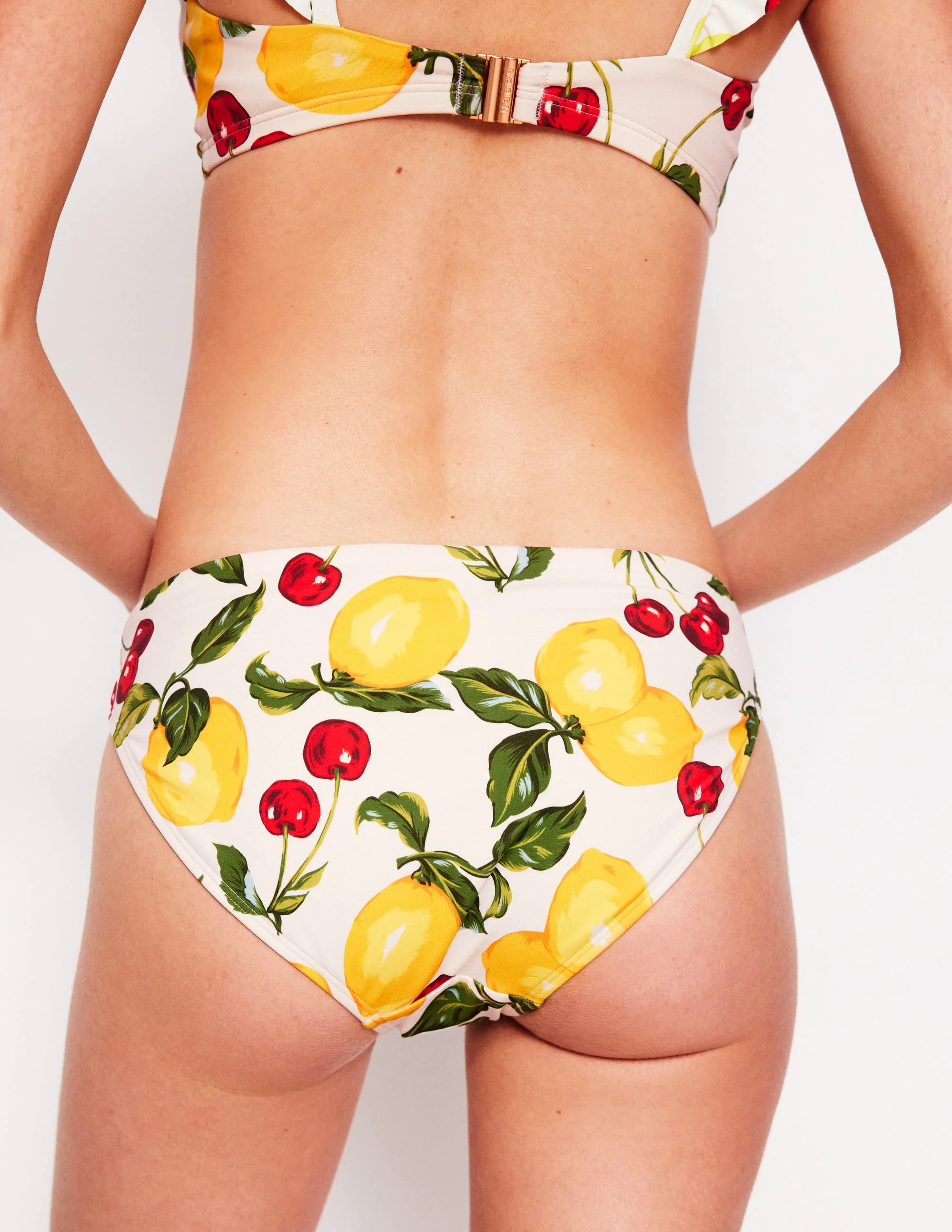 Classic Bikini Bottoms-Ivory, Cherries and Lemons Classic Bikini Bottoms-Ivory, Cherries and Lemons