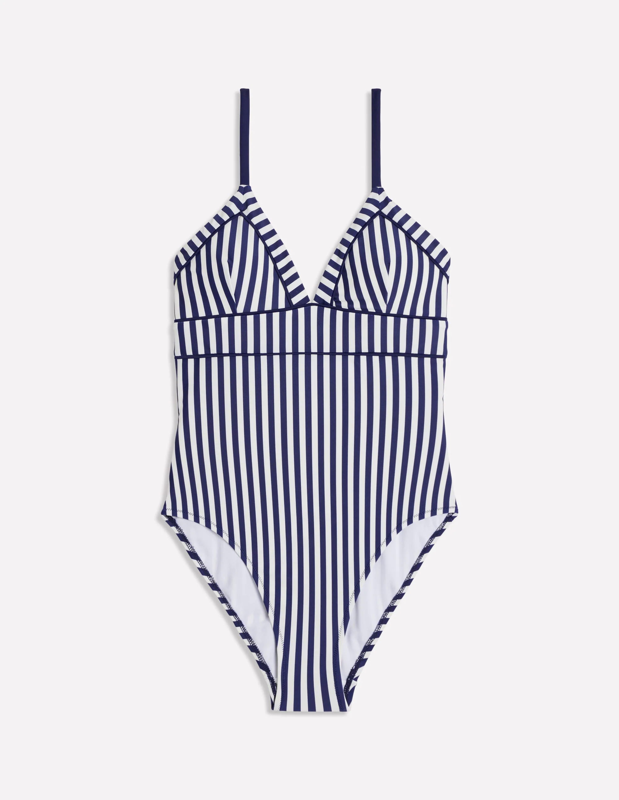 Kasos String V Neck Swimsuit-Navy, Ivory Stripe Kasos String V Neck Swimsuit-Navy, Ivory Stripe