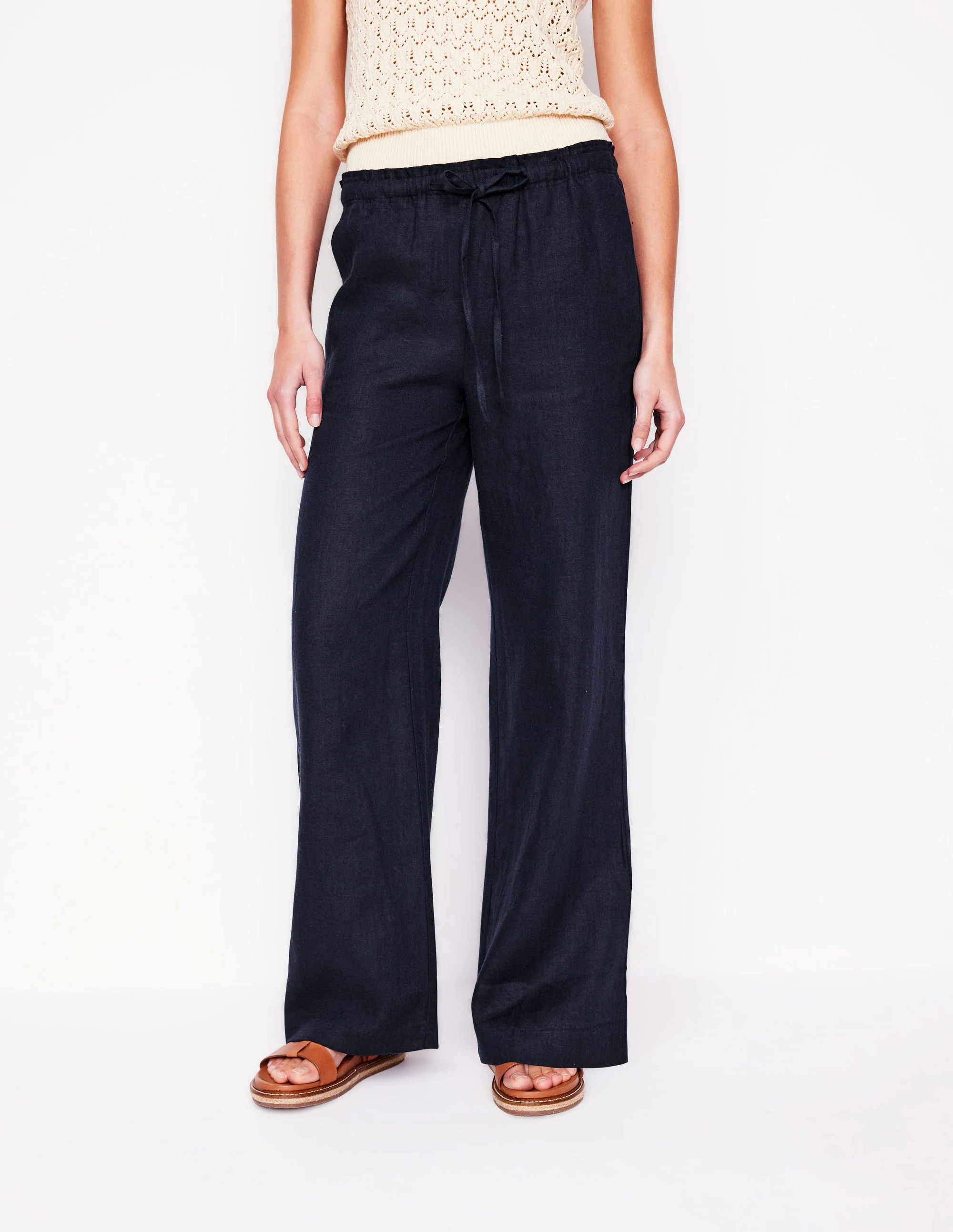Islington Linen Pants-Navy