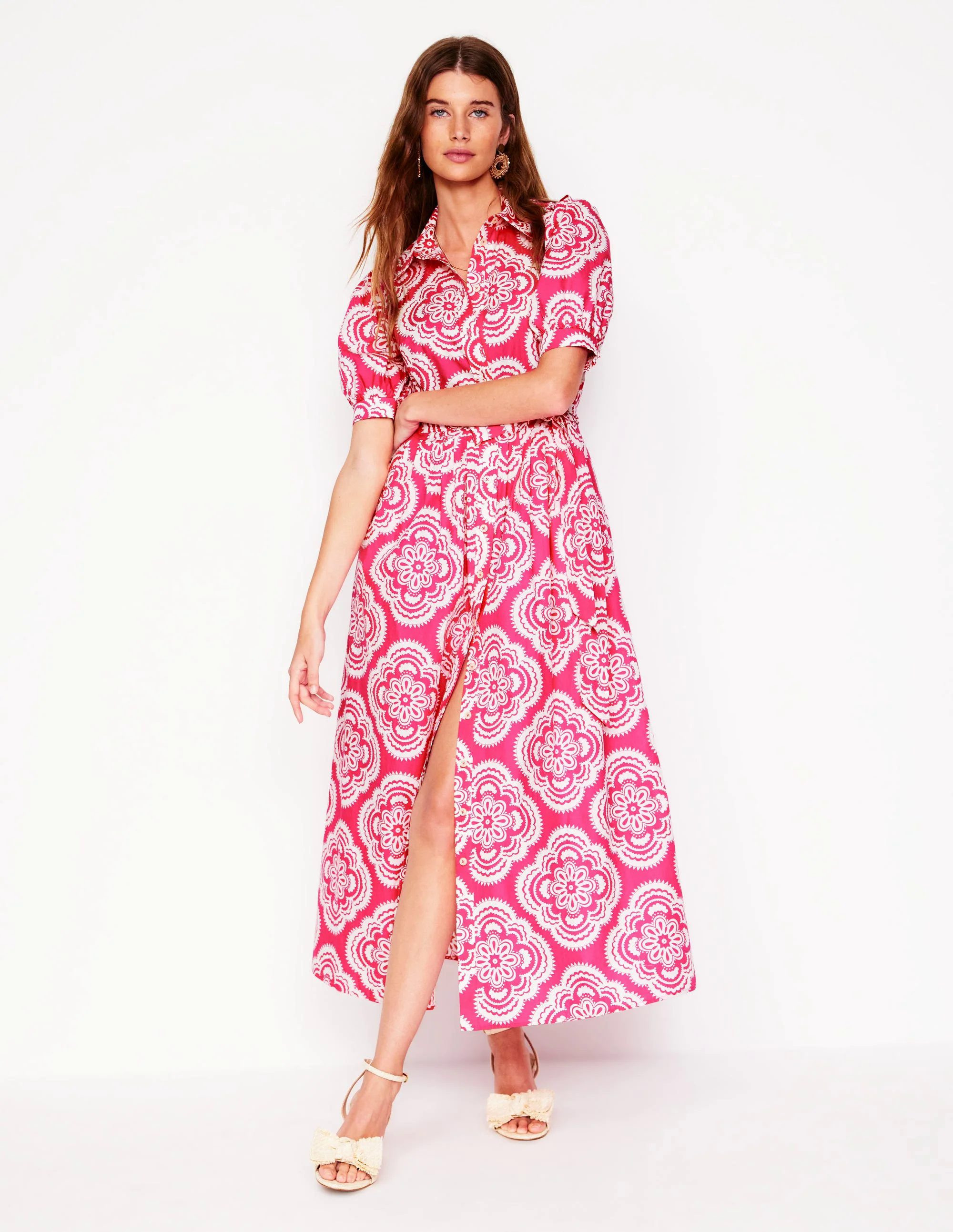 Alexa Maxi Shirt Dress-Pink Peony, Botanic Blush Alexa Maxi Shirt Dress-Pink Peony, Botanic Blush