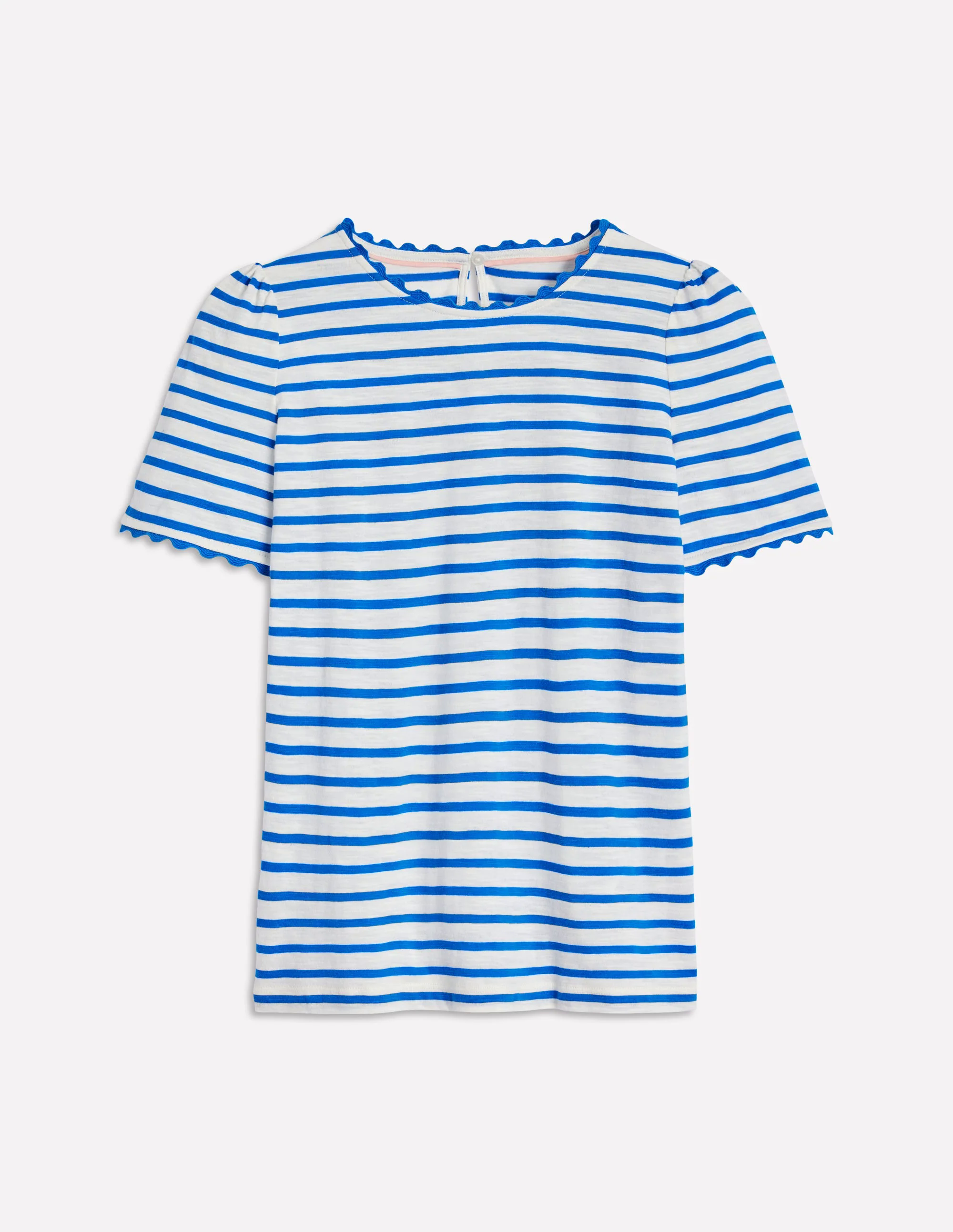 Ali Ricrac T-shirt-Ivory, Gallery Blue Ali Ricrac T-shirt-Ivory, Gallery Blue