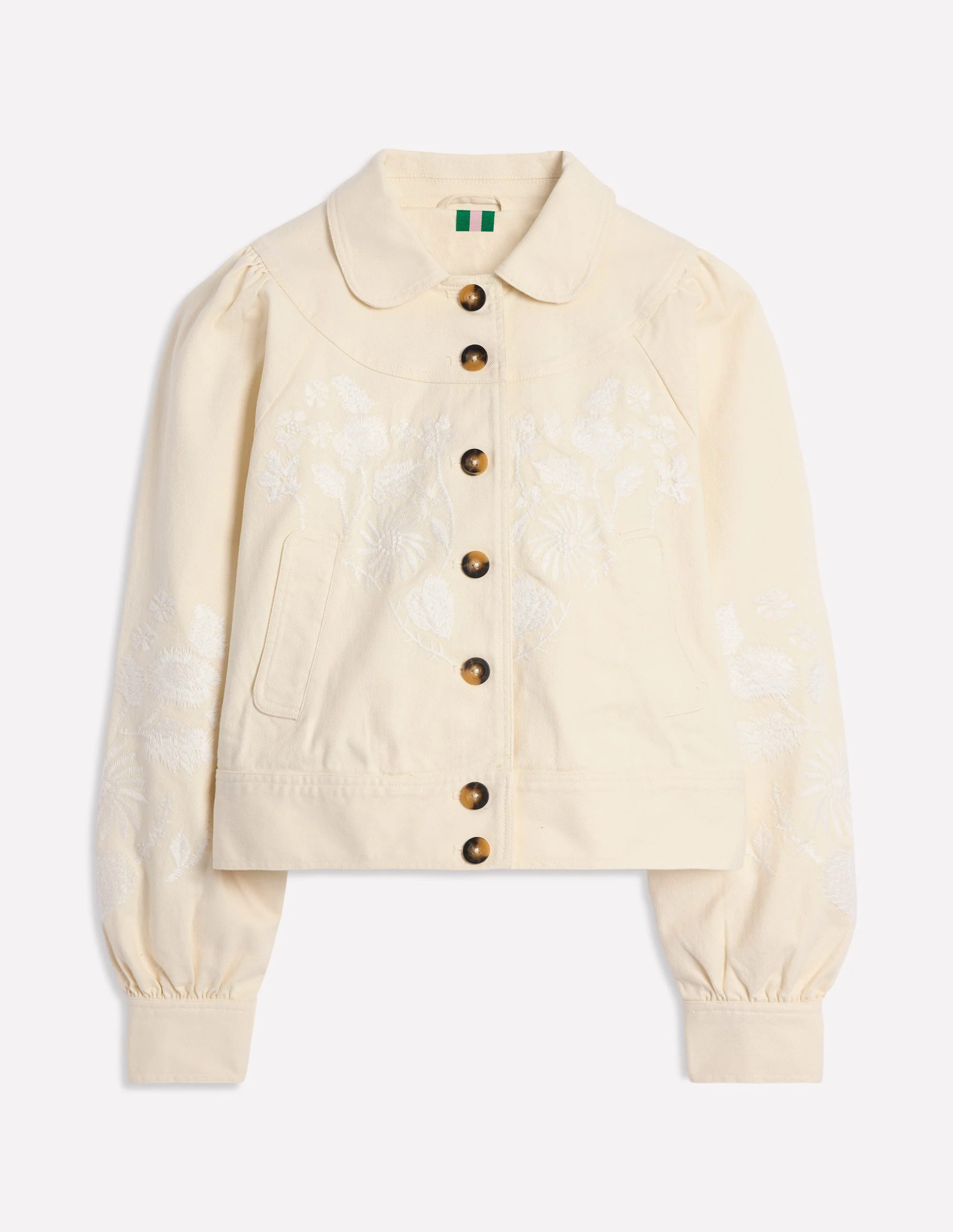 Collared Embroidered Jacket-Ivory, Embroidery Collared Embroidered Jacket-Ivory, Embroidery