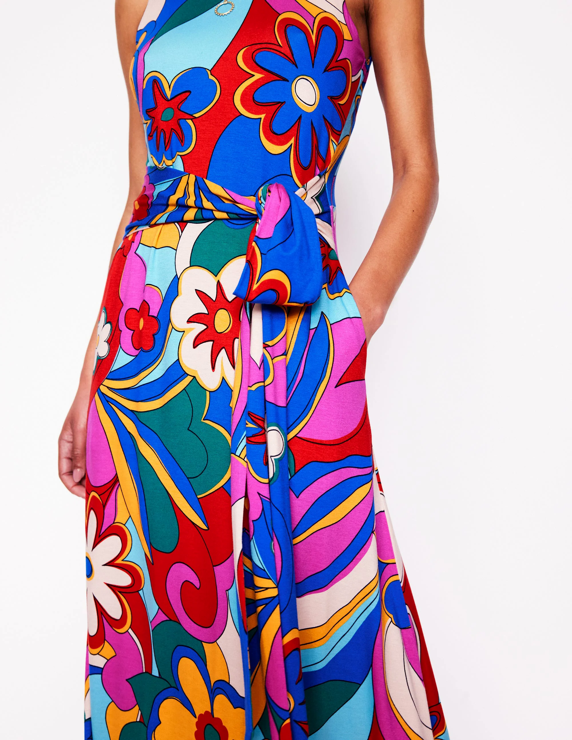 Grown On Tie Trapeze Dress-Multi, Blossomy Pop