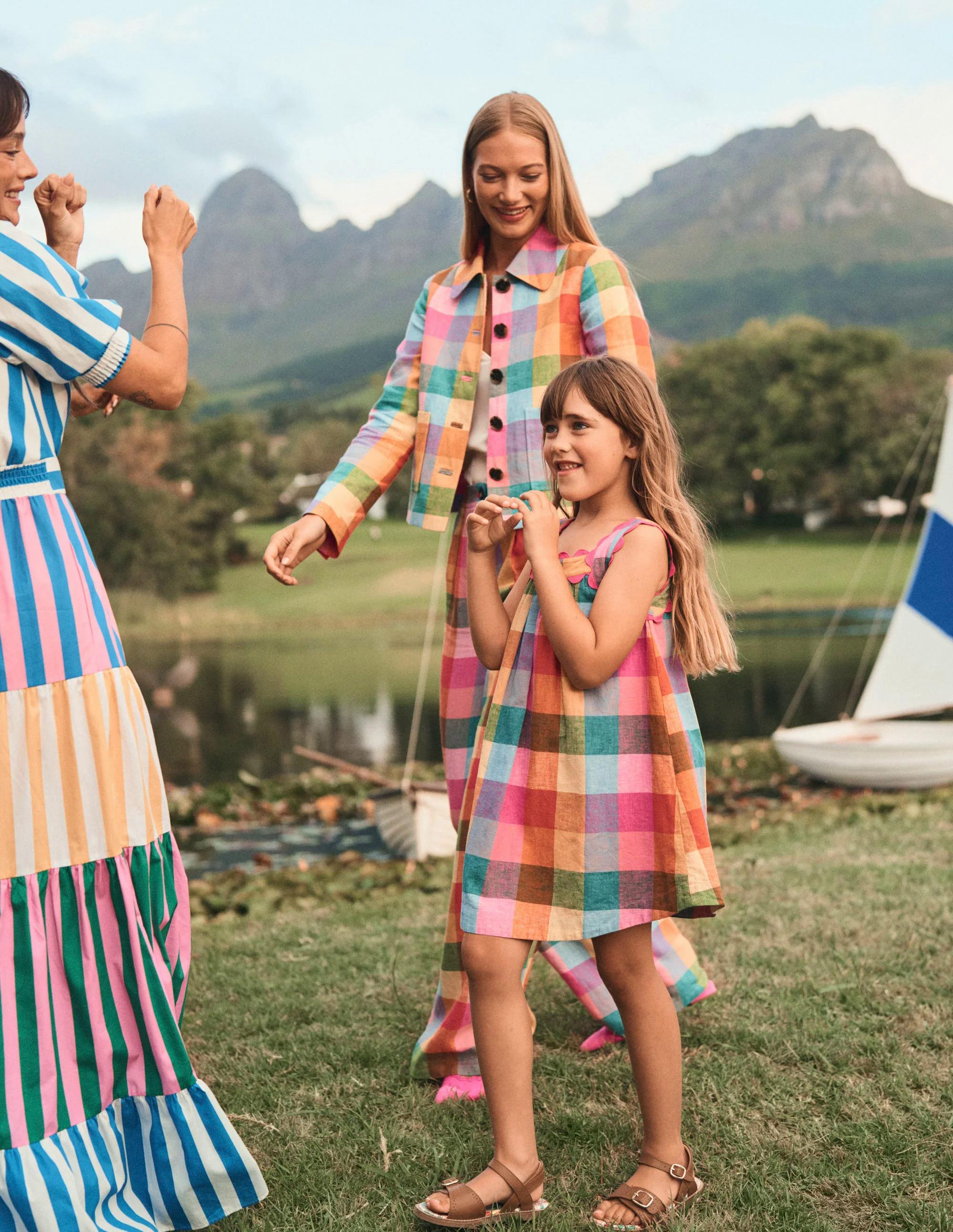 Knightsbridge Linen Jacket-Rainbow Multigingham