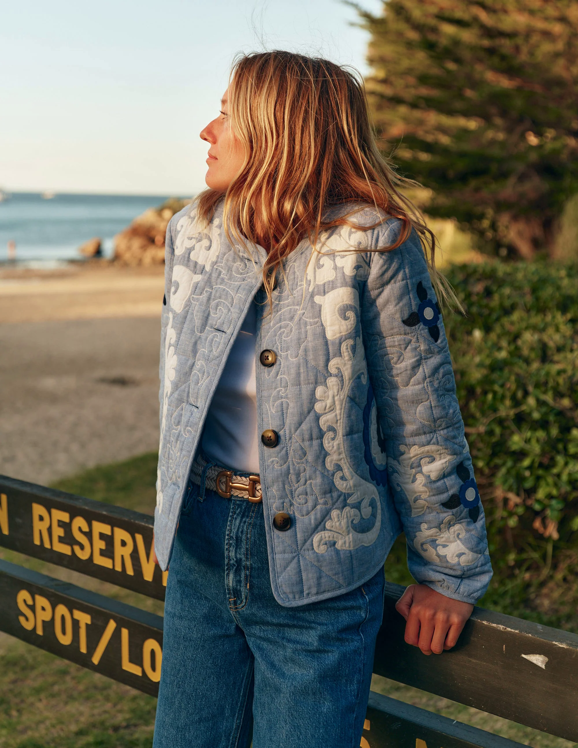 Chelsea Embroidered Jacket-Grey Blue Chambray Chelsea Embroidered Jacket-Grey Blue Chambray