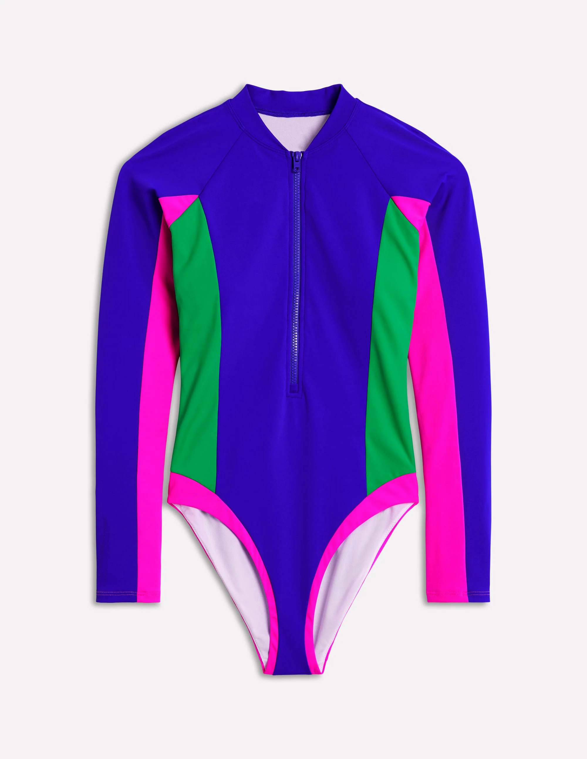 Sporty Raglan Sleeve Swimsuit-Colbolt Colourblock Sporty Raglan Sleeve Swimsuit-Colbolt Colourblock