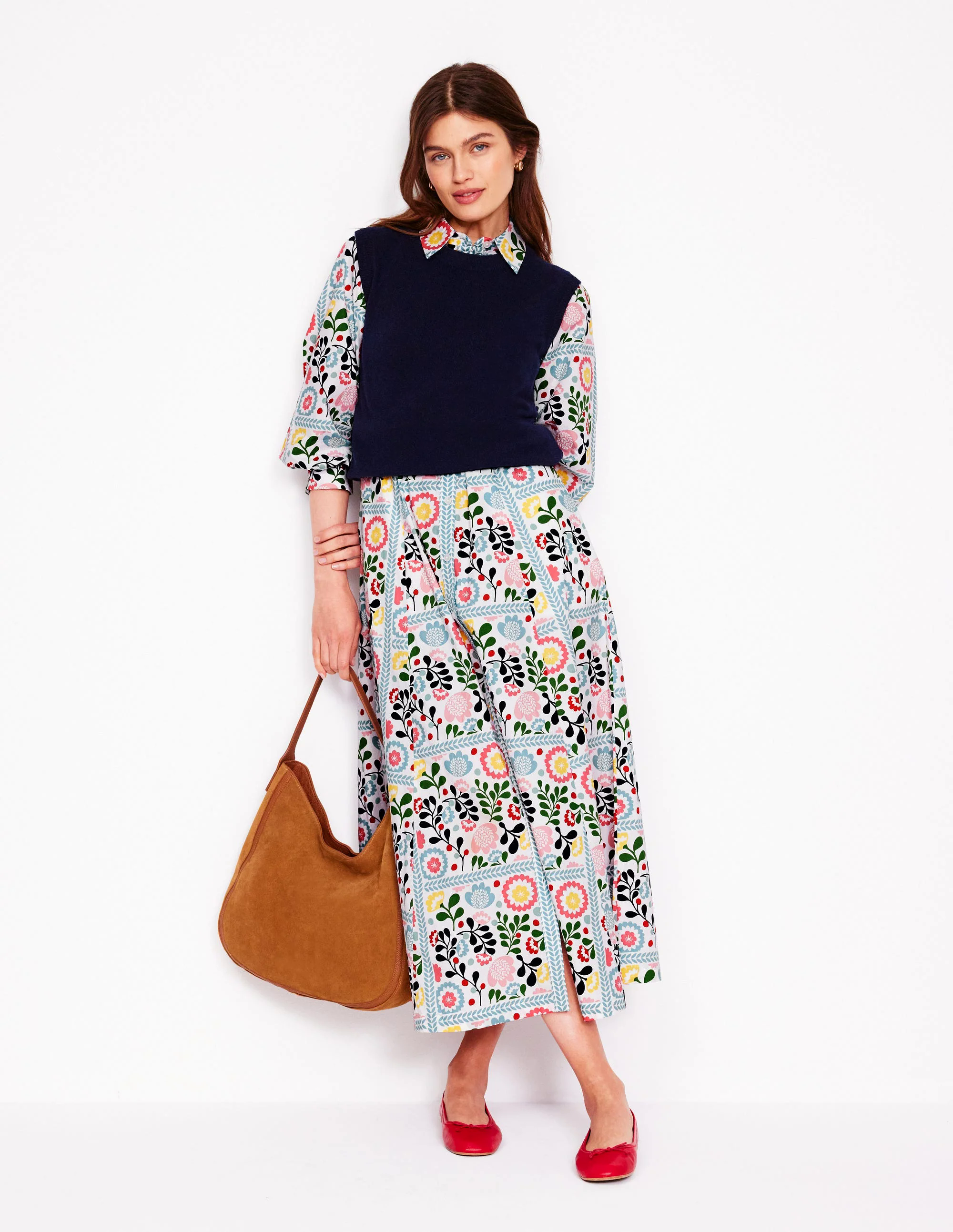 Clara Cotton Shirt Dress-Multi, Walled Garden
