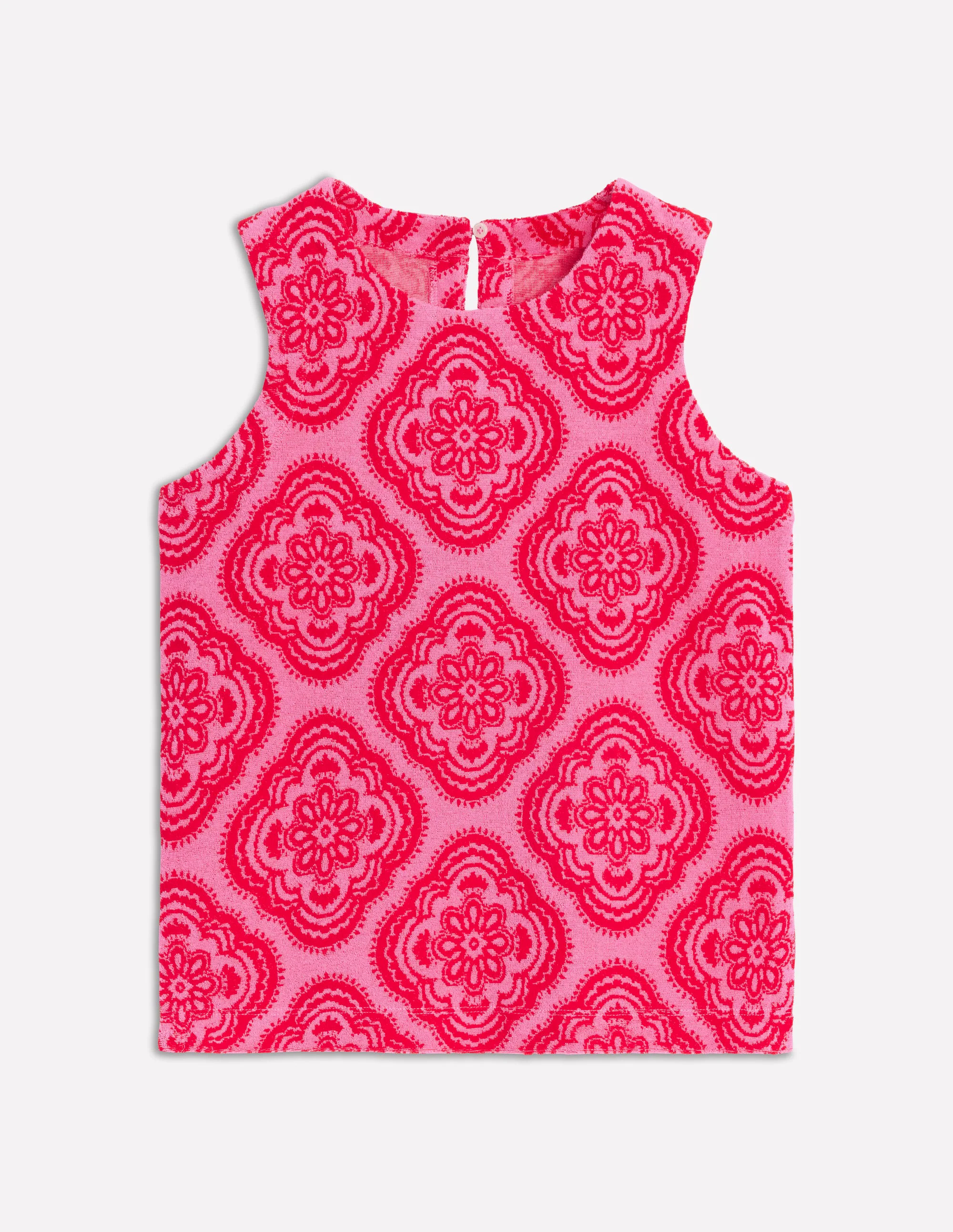 Towelling Tank Top-Pink Rose, Botanic Blush