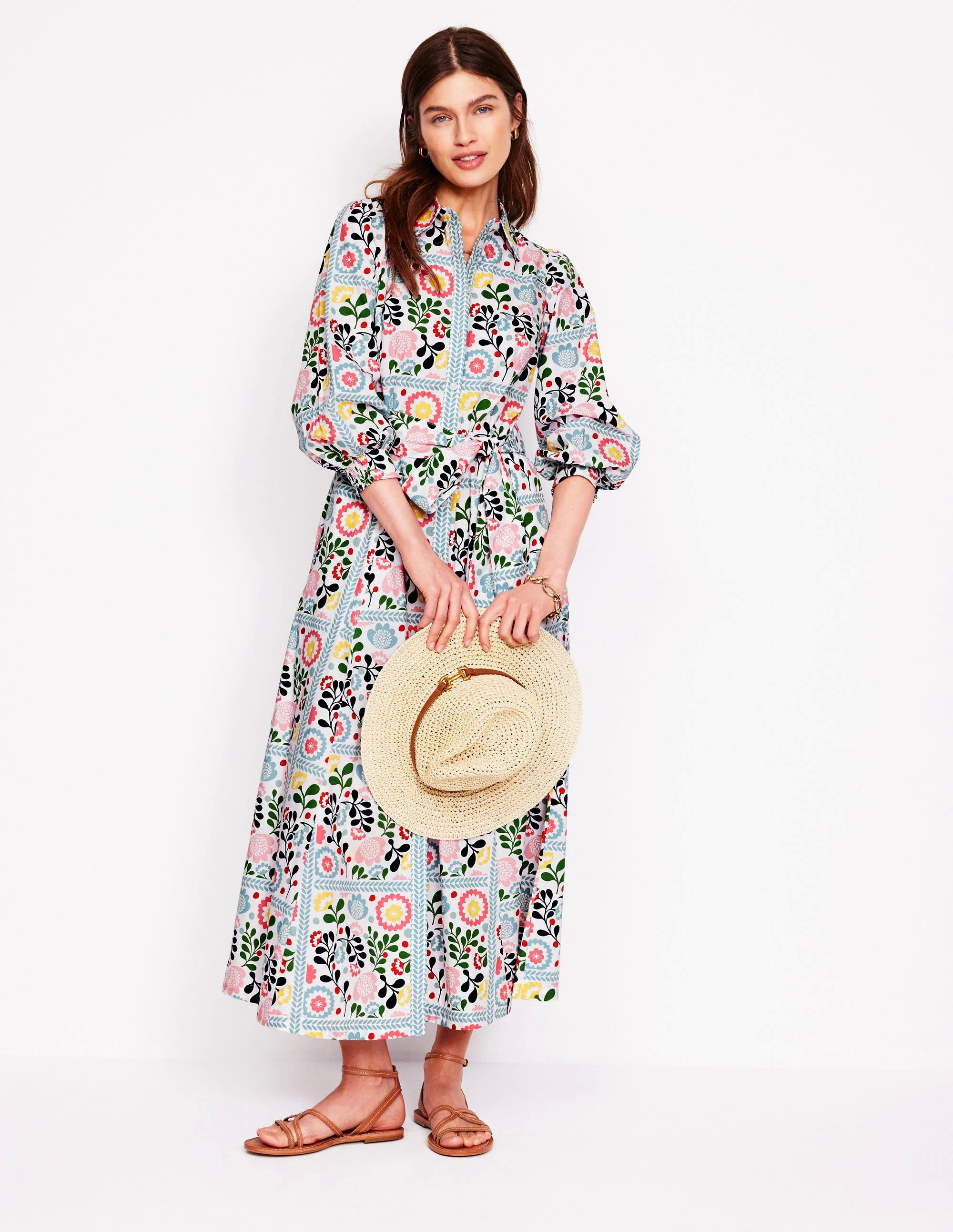 Clara Cotton Shirt Dress-Multi, Walled Garden